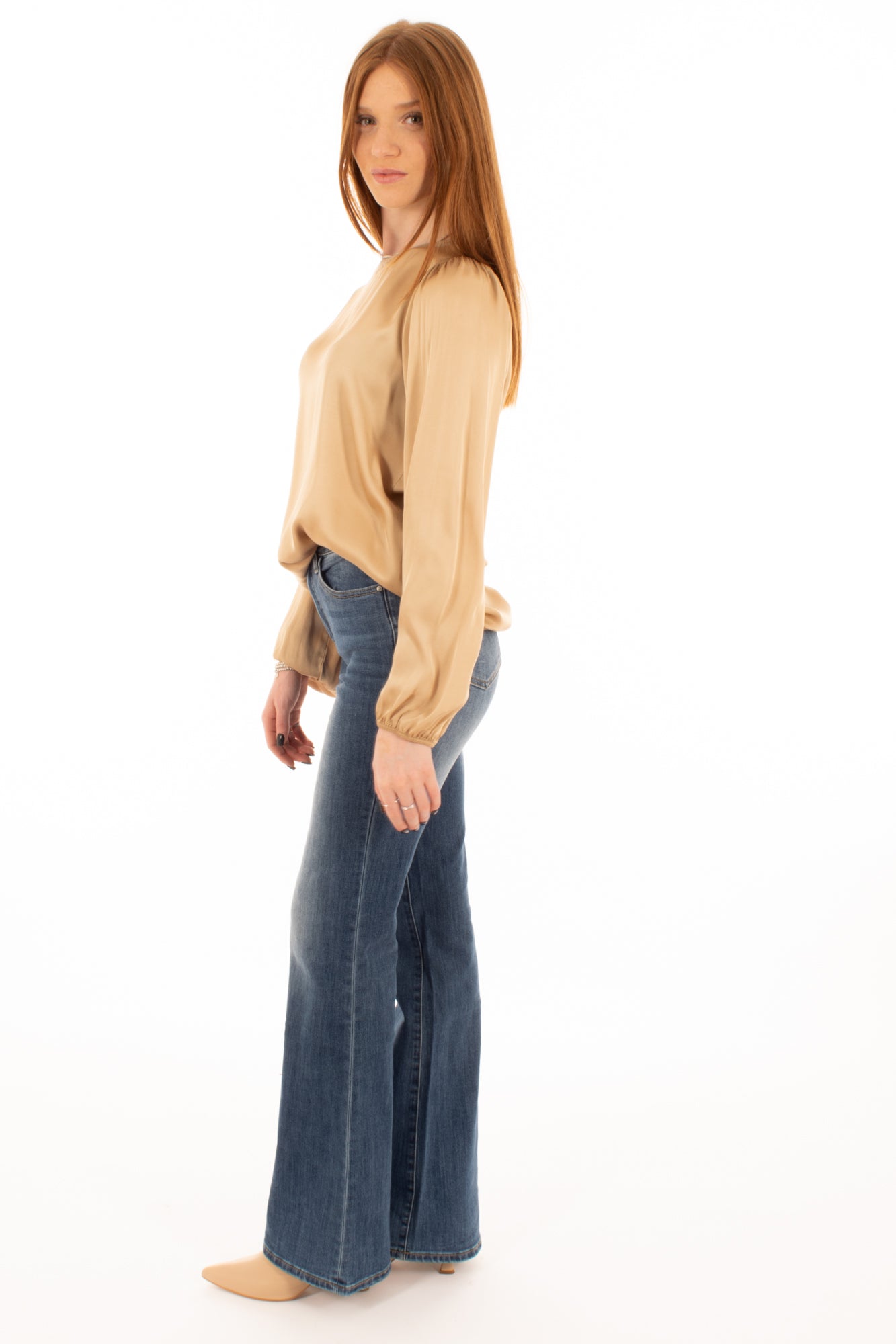 Blusa viscosa profilo lurex Motel - Sabbia