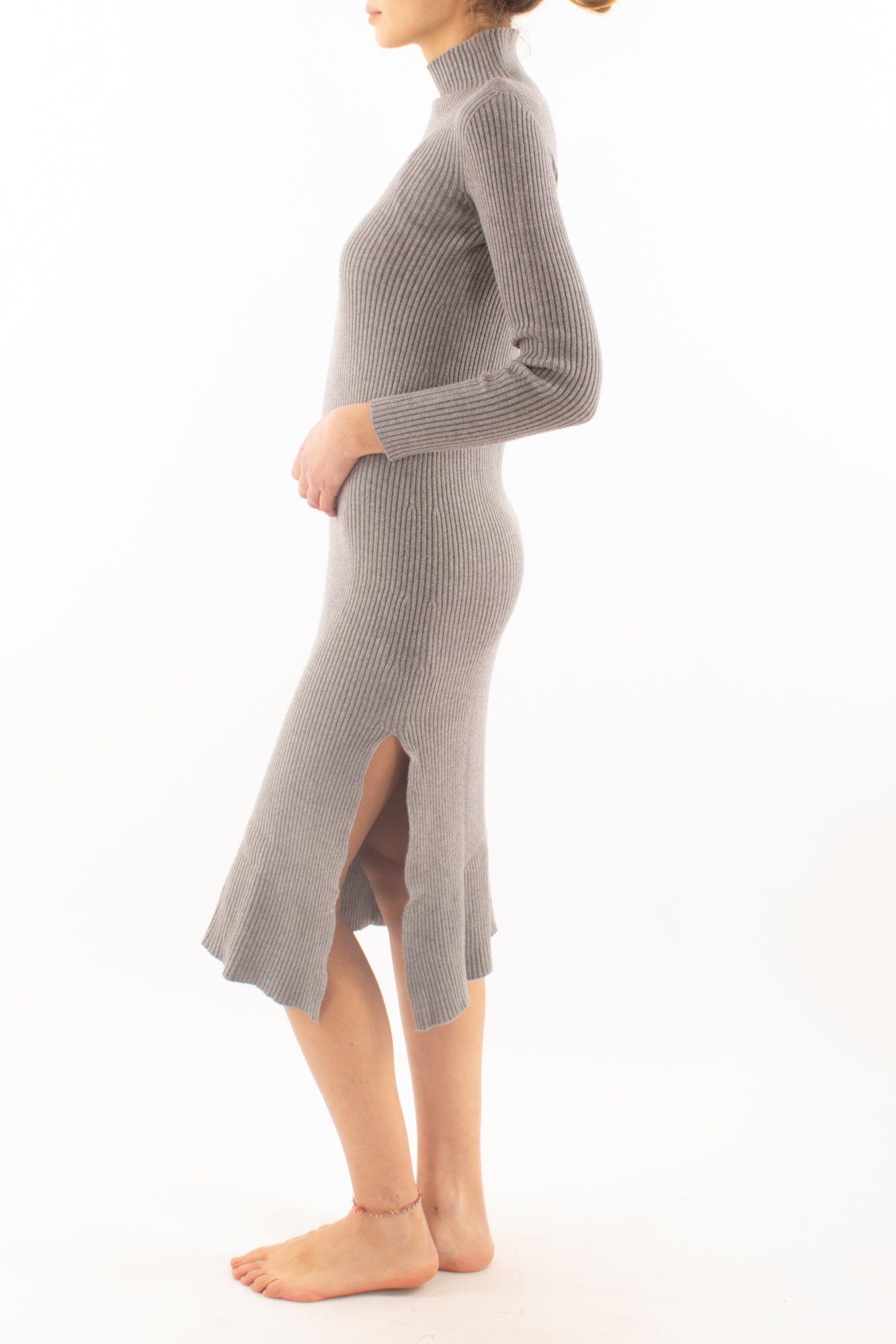 Abito in maglia a costine Dixie - Grigio