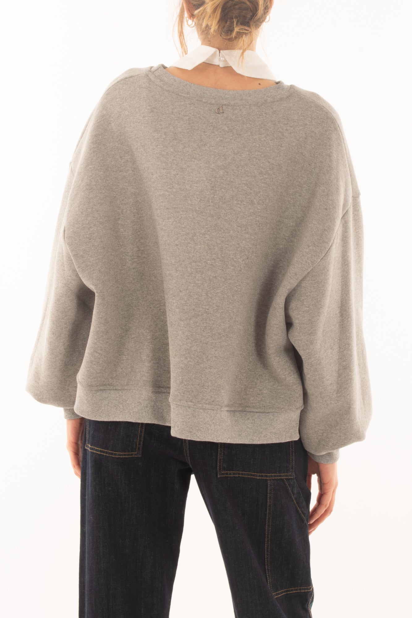 Felpa da donna con colletto e swarovski Dixie - Grigio