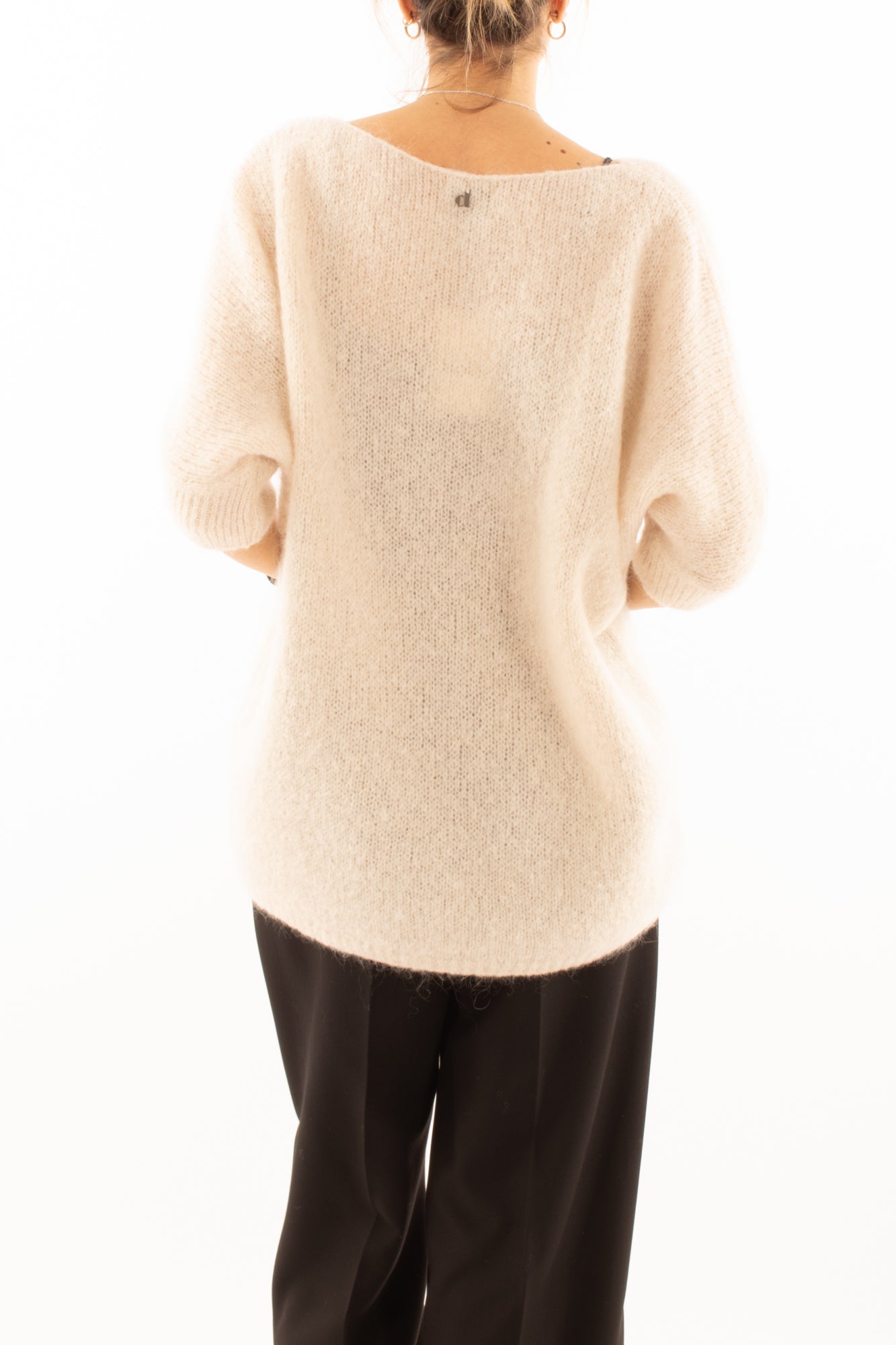 Maglione 3/4 mezza manica in mohair Dixie - Panna