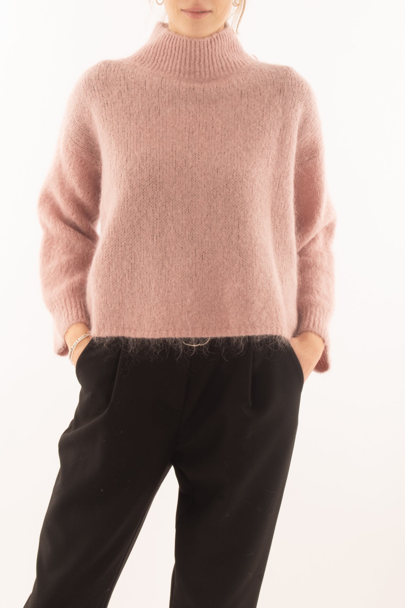 Maglione in mohair da donna a scatoletta Dixie - Cipria