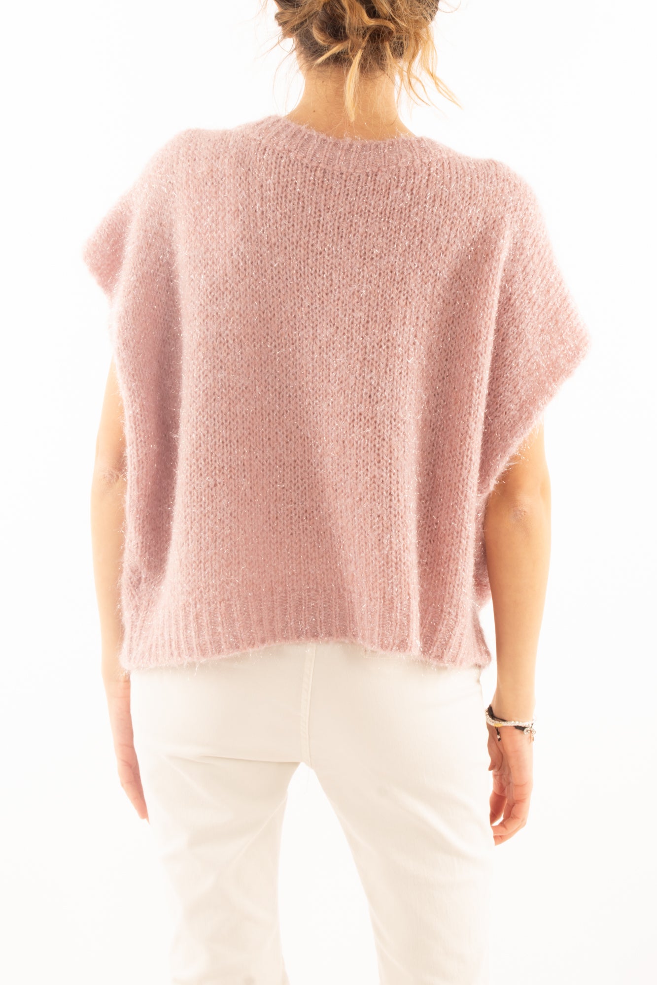 Gilet misto mohair a v Dixie - Cipria