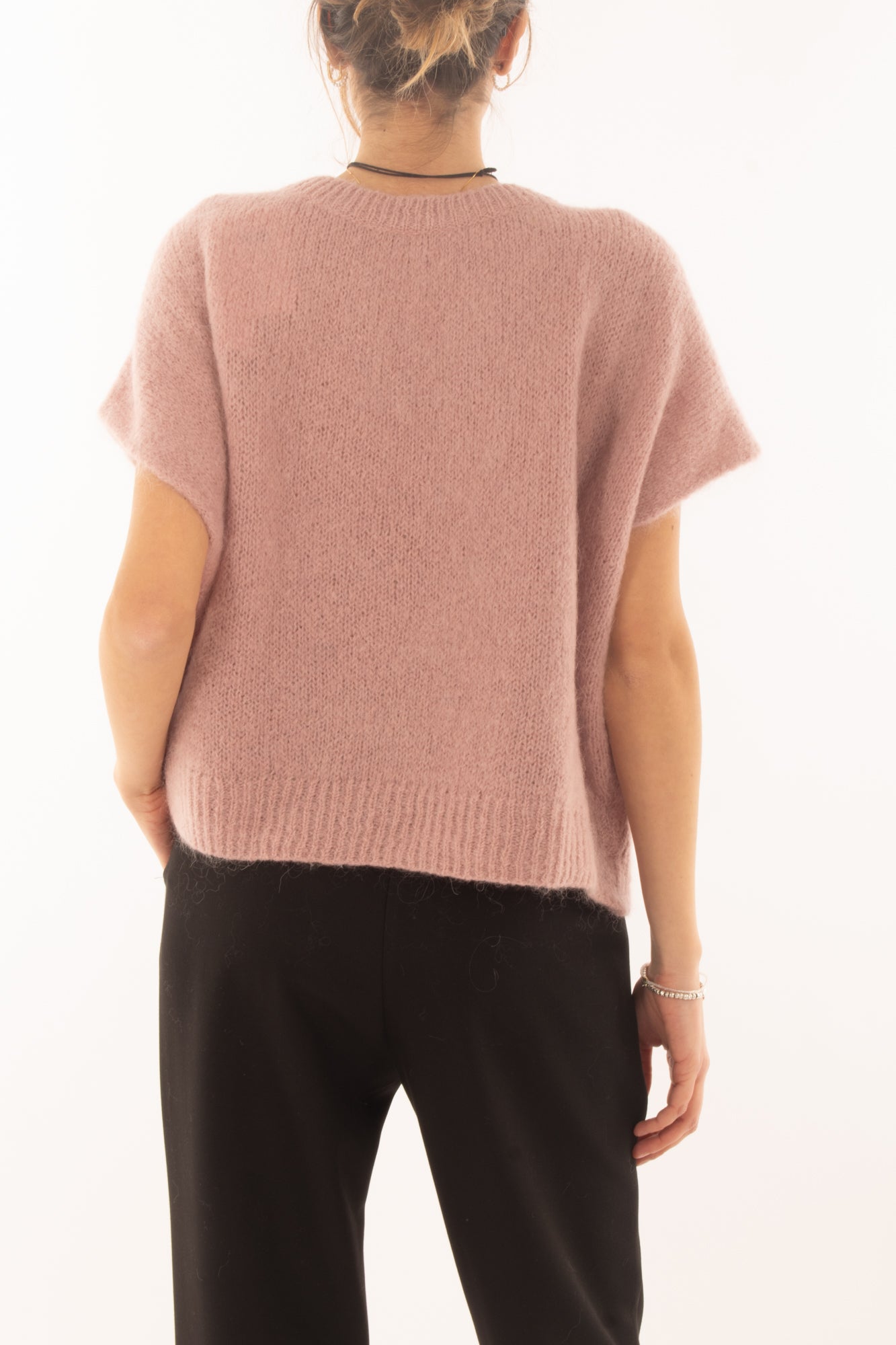 Maglione da donna misto mohair a v Dixie- Cipria