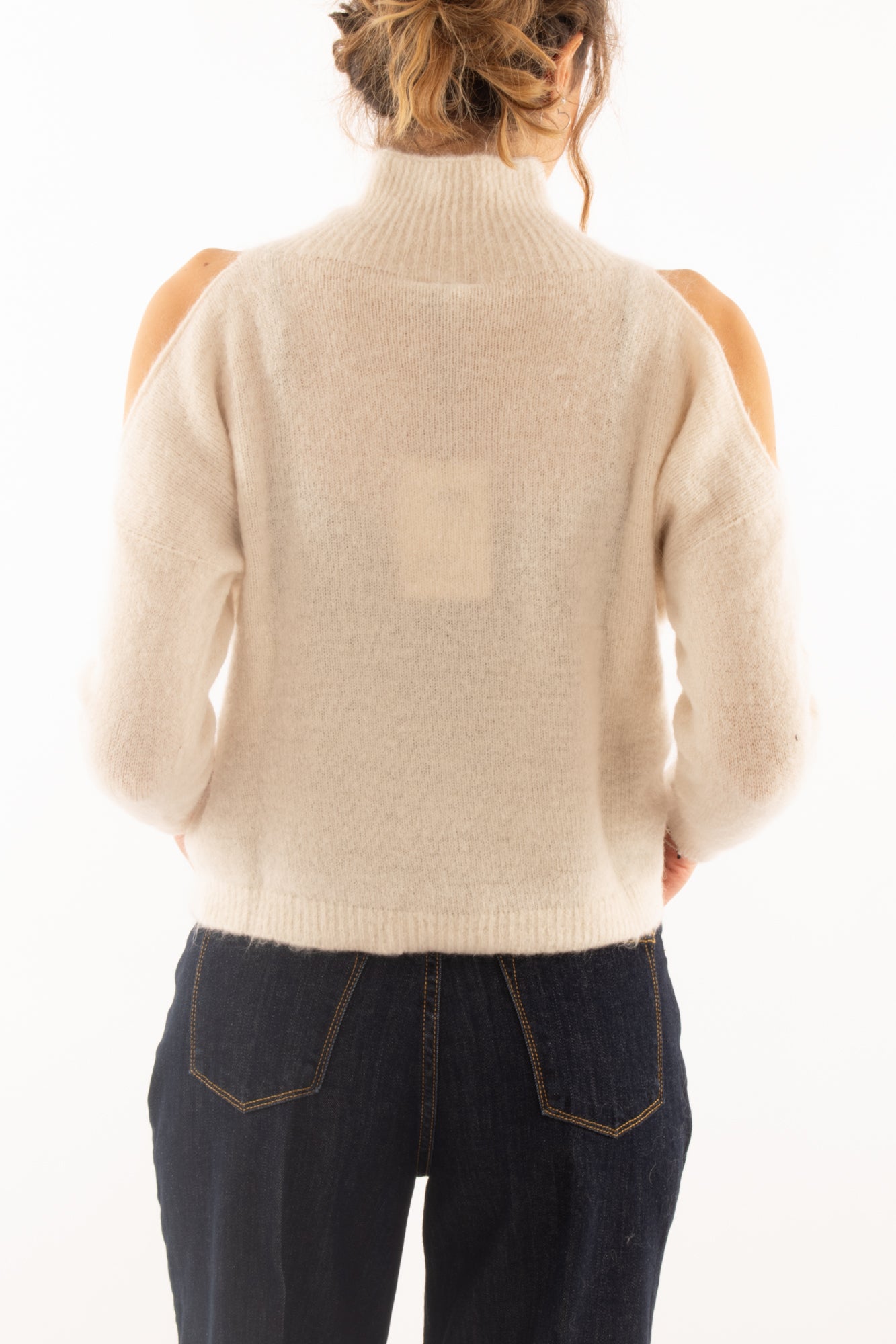 Maglione misto mohair con buchi Dixie - Crema