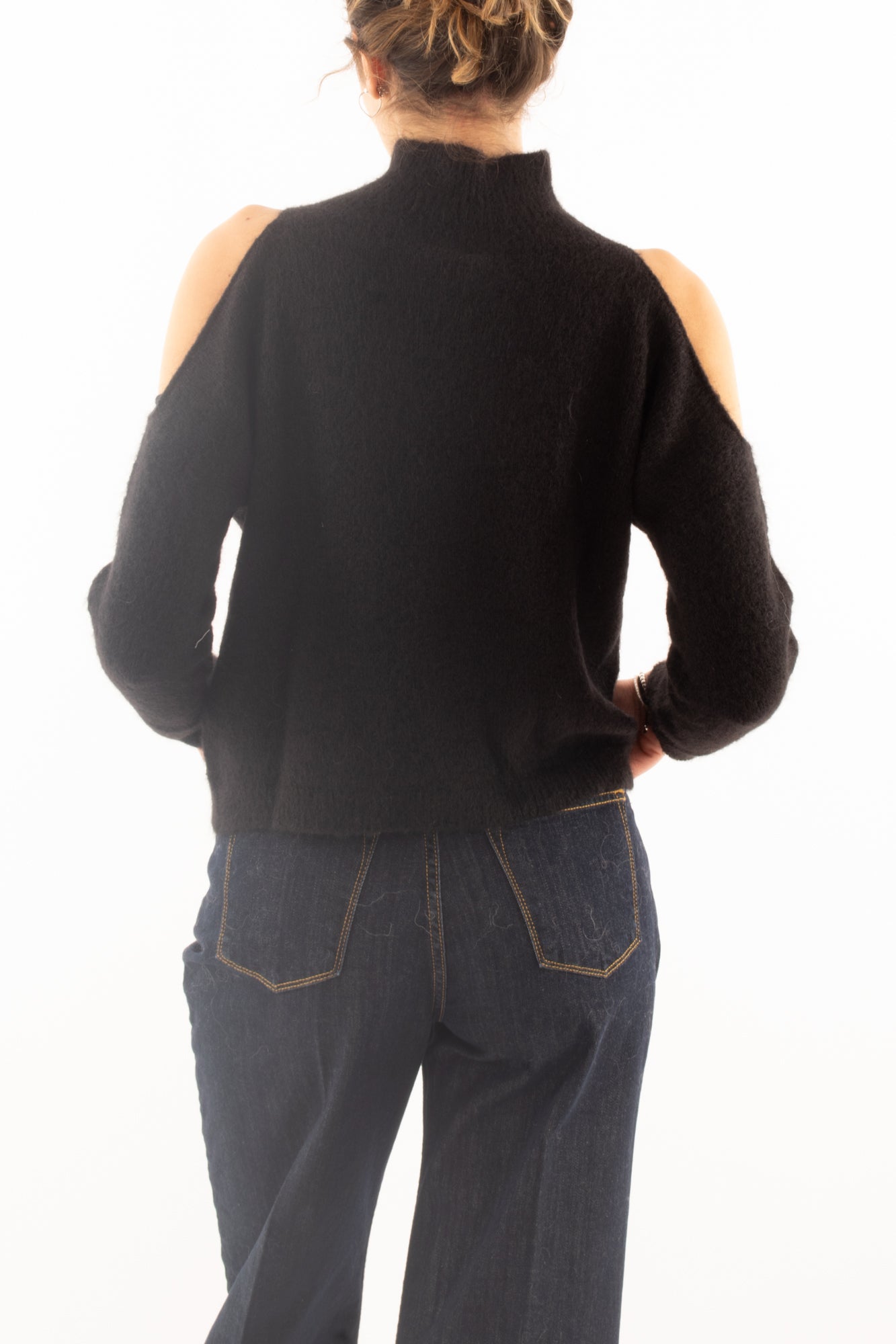 Maglione misto mohair con buchi Dixie - Nero