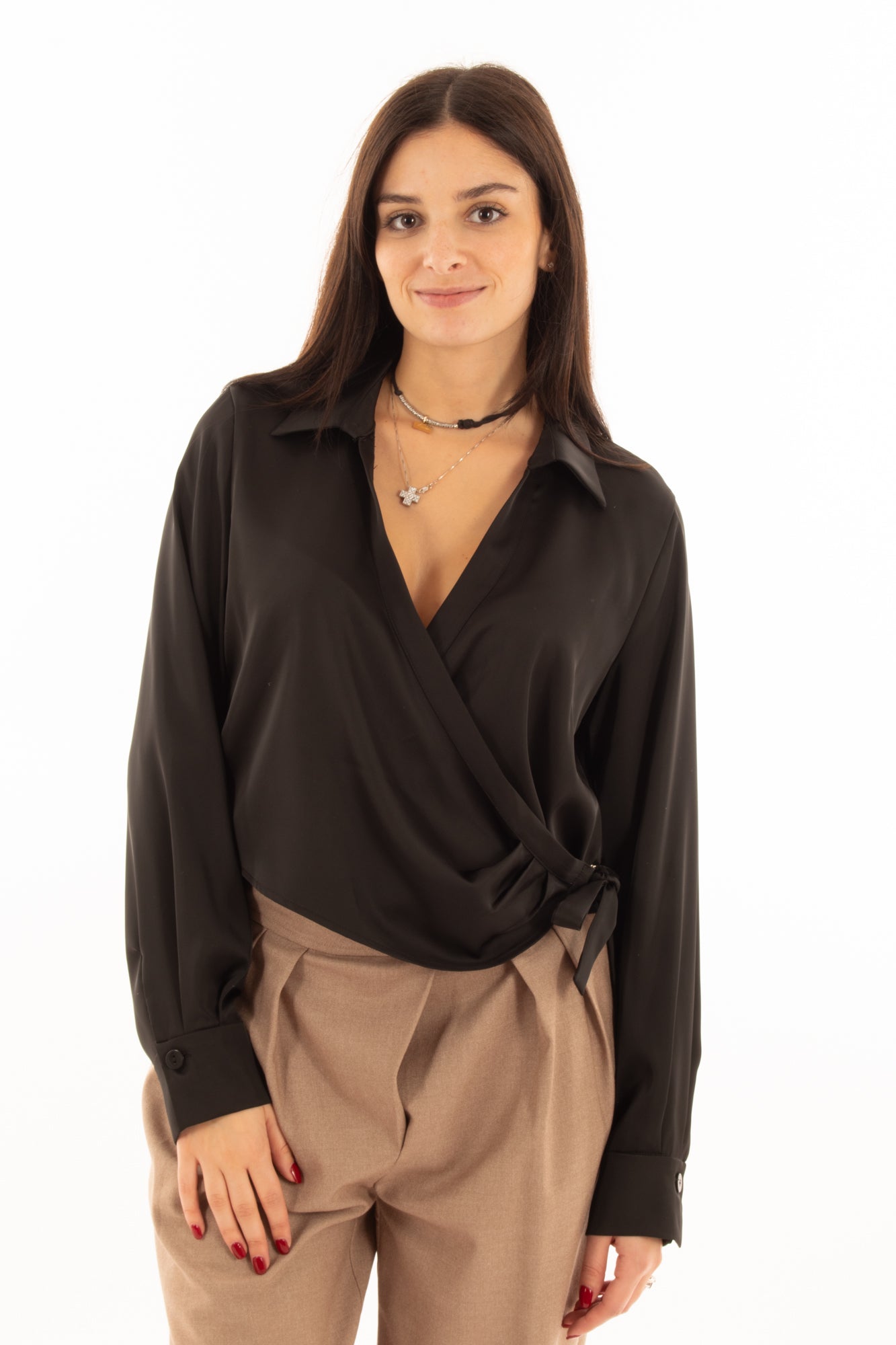 Blusa con allaccio laterale Eleh - Nero