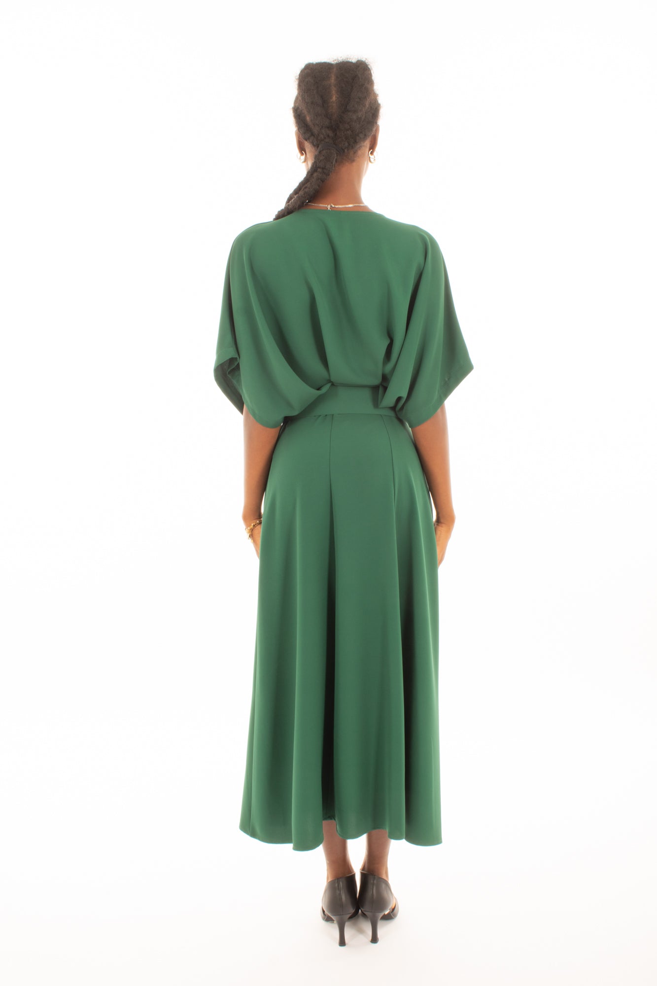 Abito lungo girocollo Imperial - Forest green