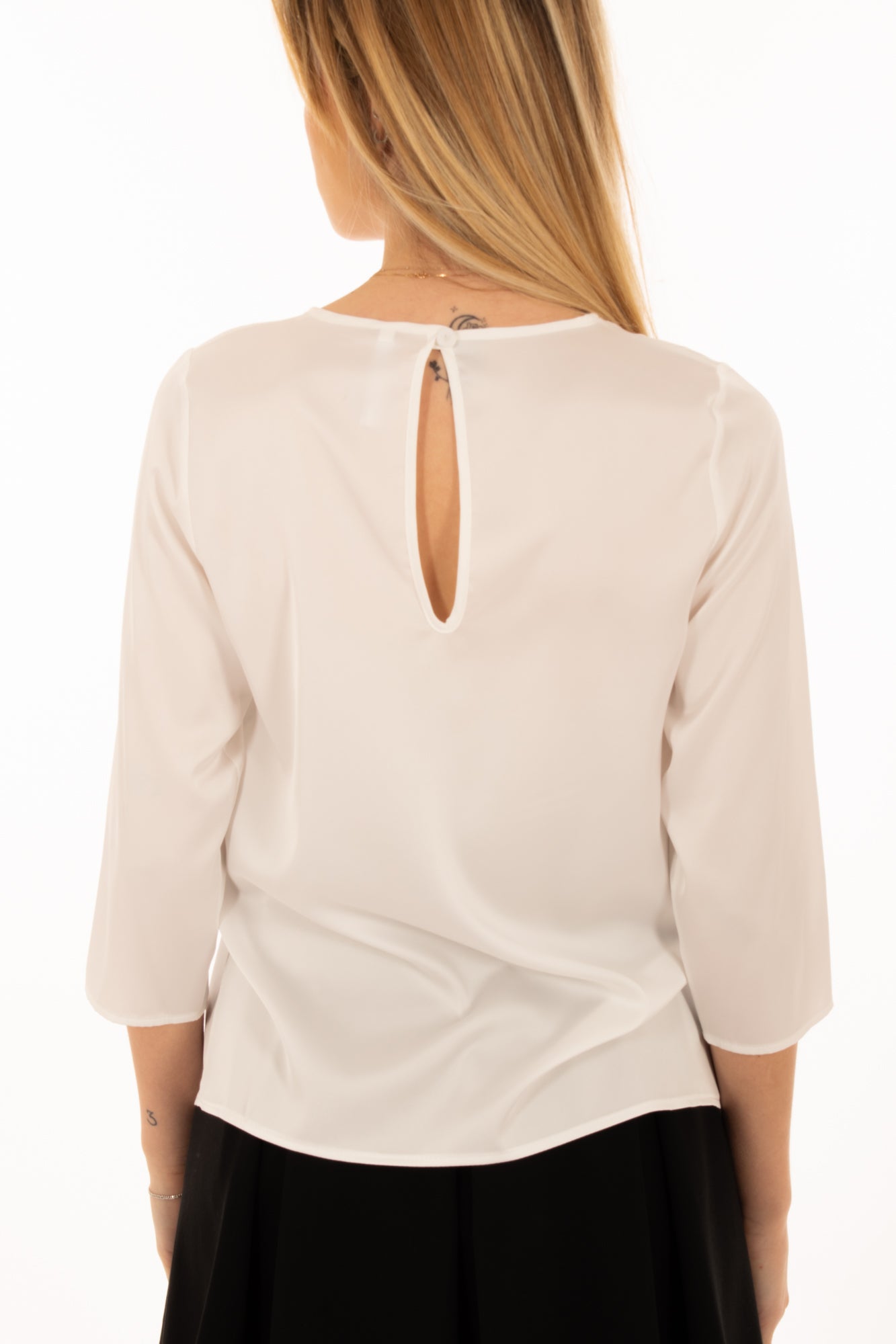 Blusa girocollo con manica 3/4 Imperial - Champagne