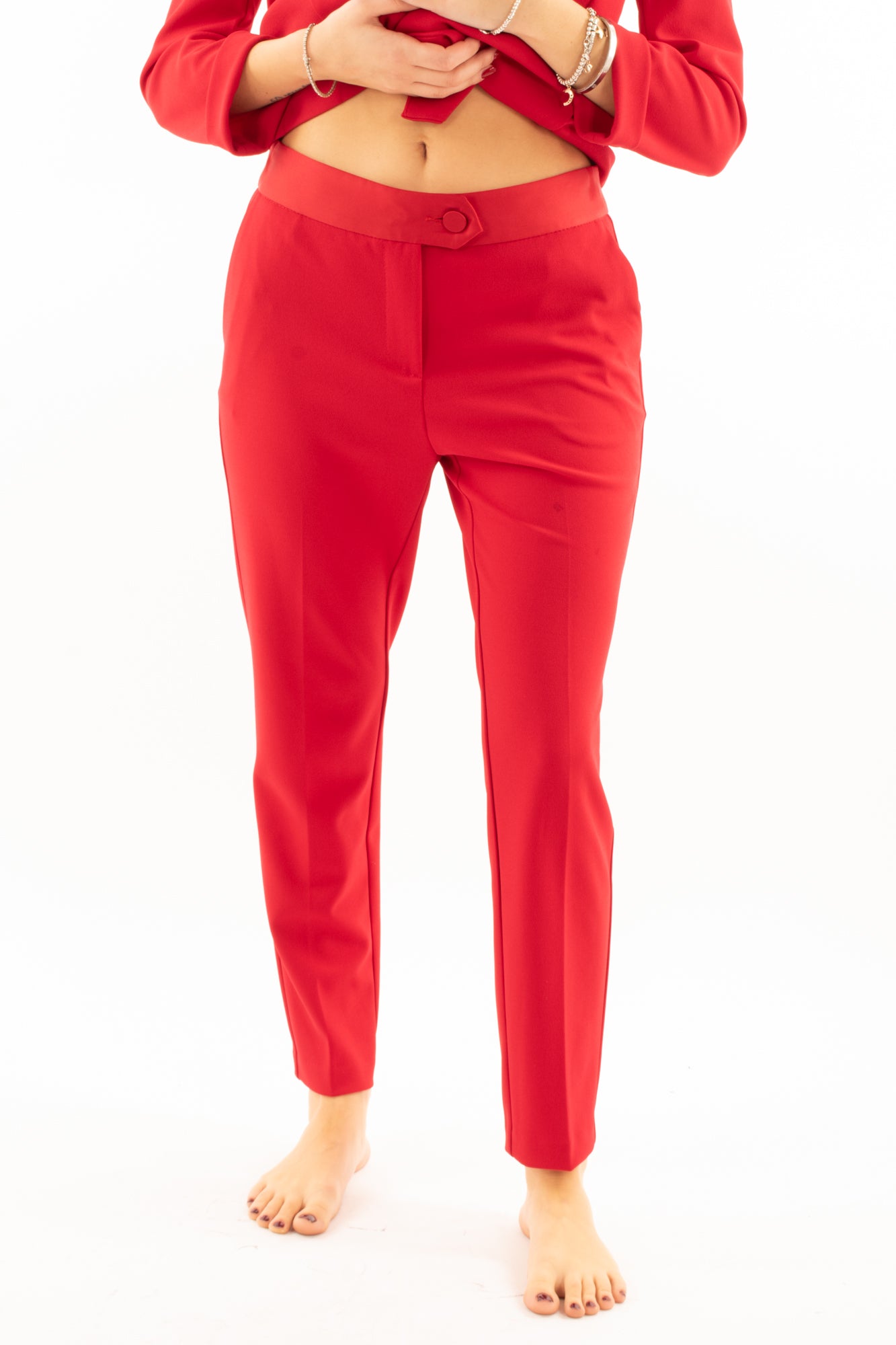 Pantalone sigaretta cinta raso Imperial - Carminio