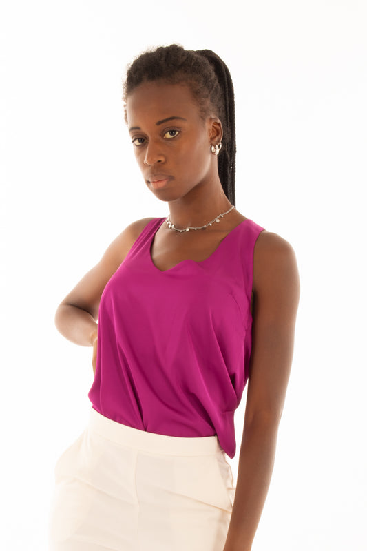 Blusa a v spacchetti Imperial - Magenta