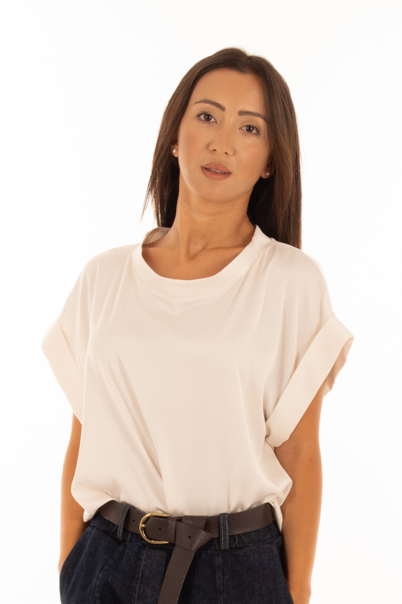 Blusa collo a barca Imperial - Champagne