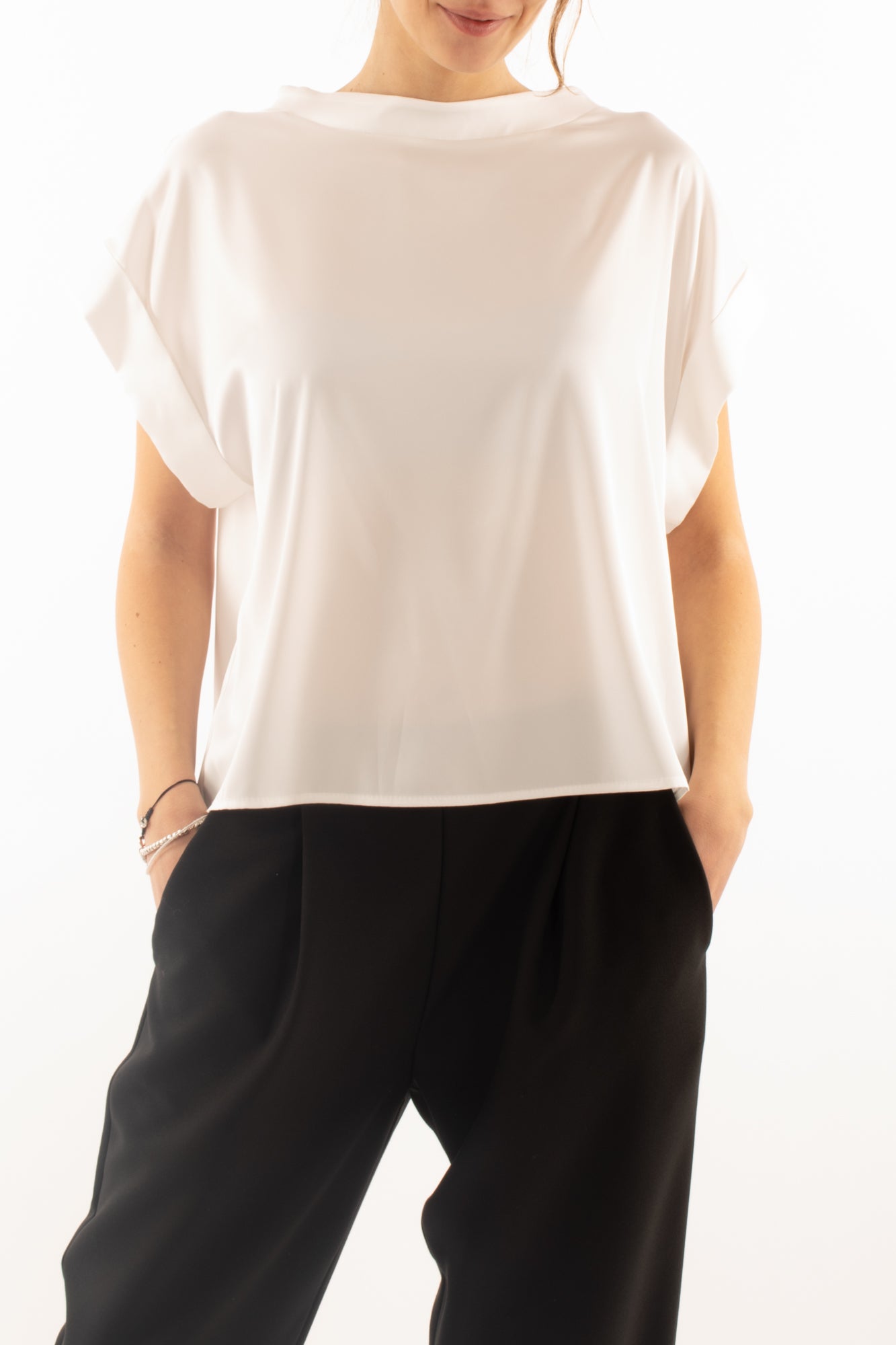 Blusa collo a barca Imperial- White