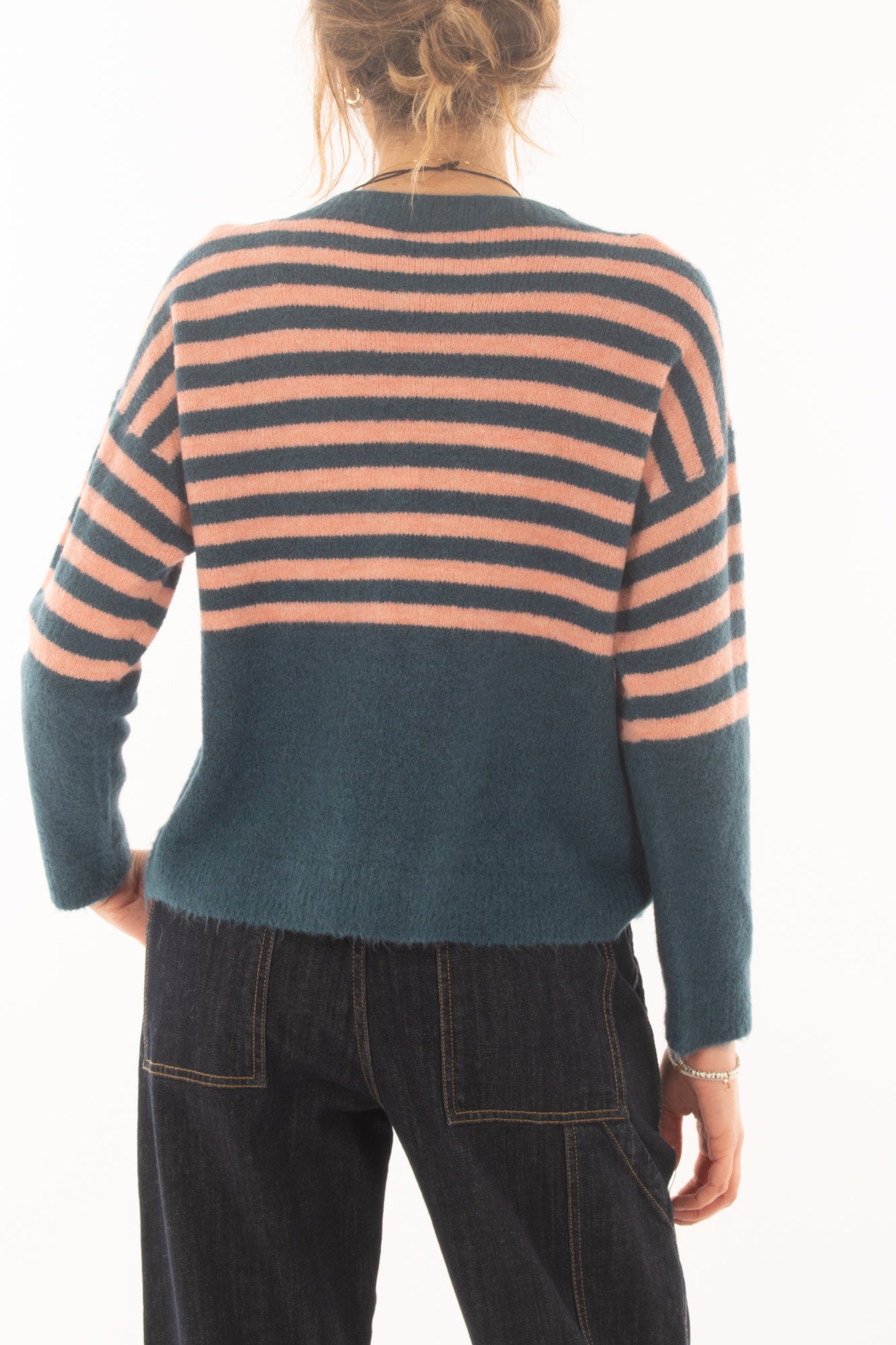 Maglione da donna rigato Metoo - Rosa