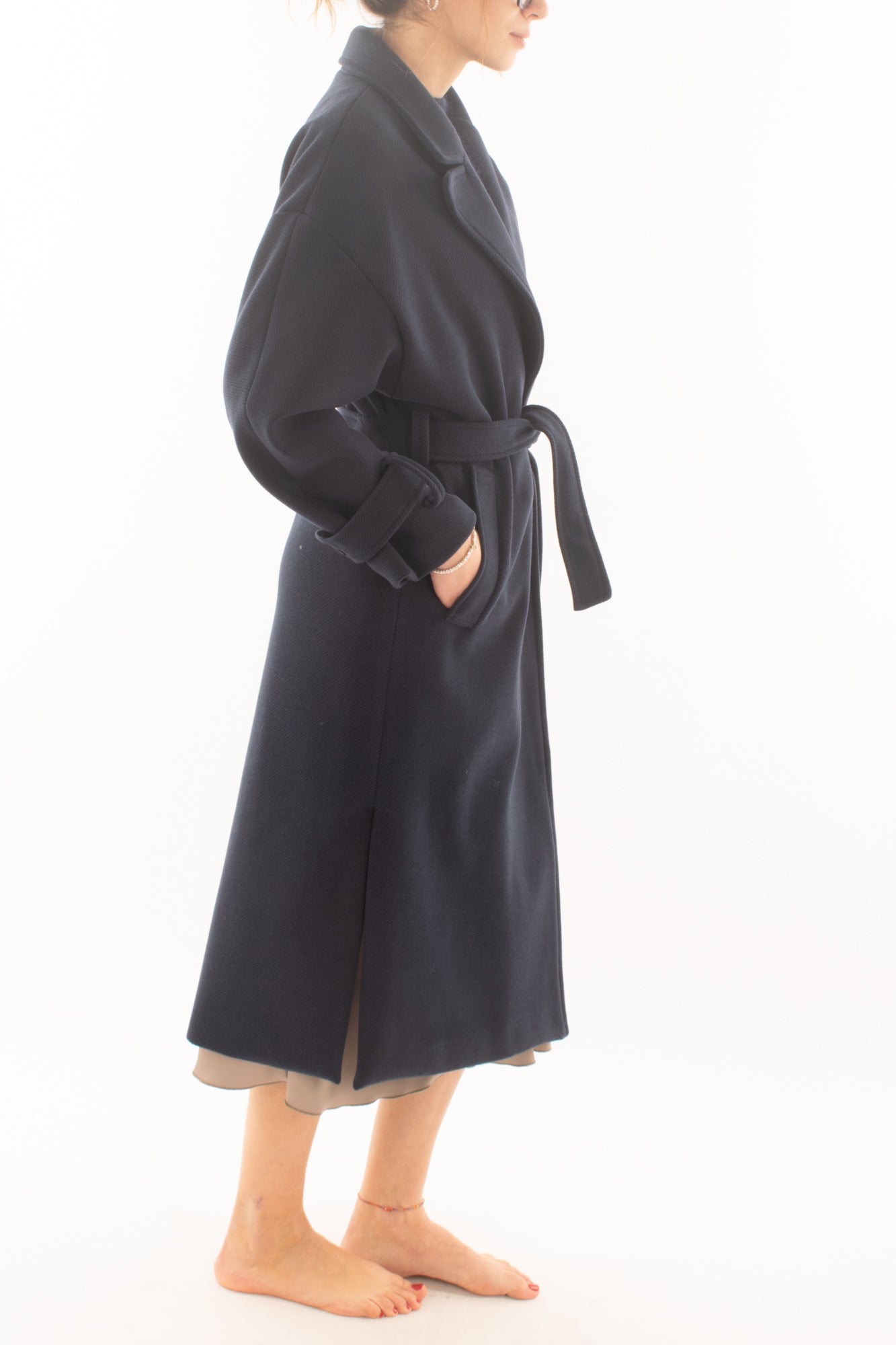 Cappotto lungo a vestaglia Miamata - Blu