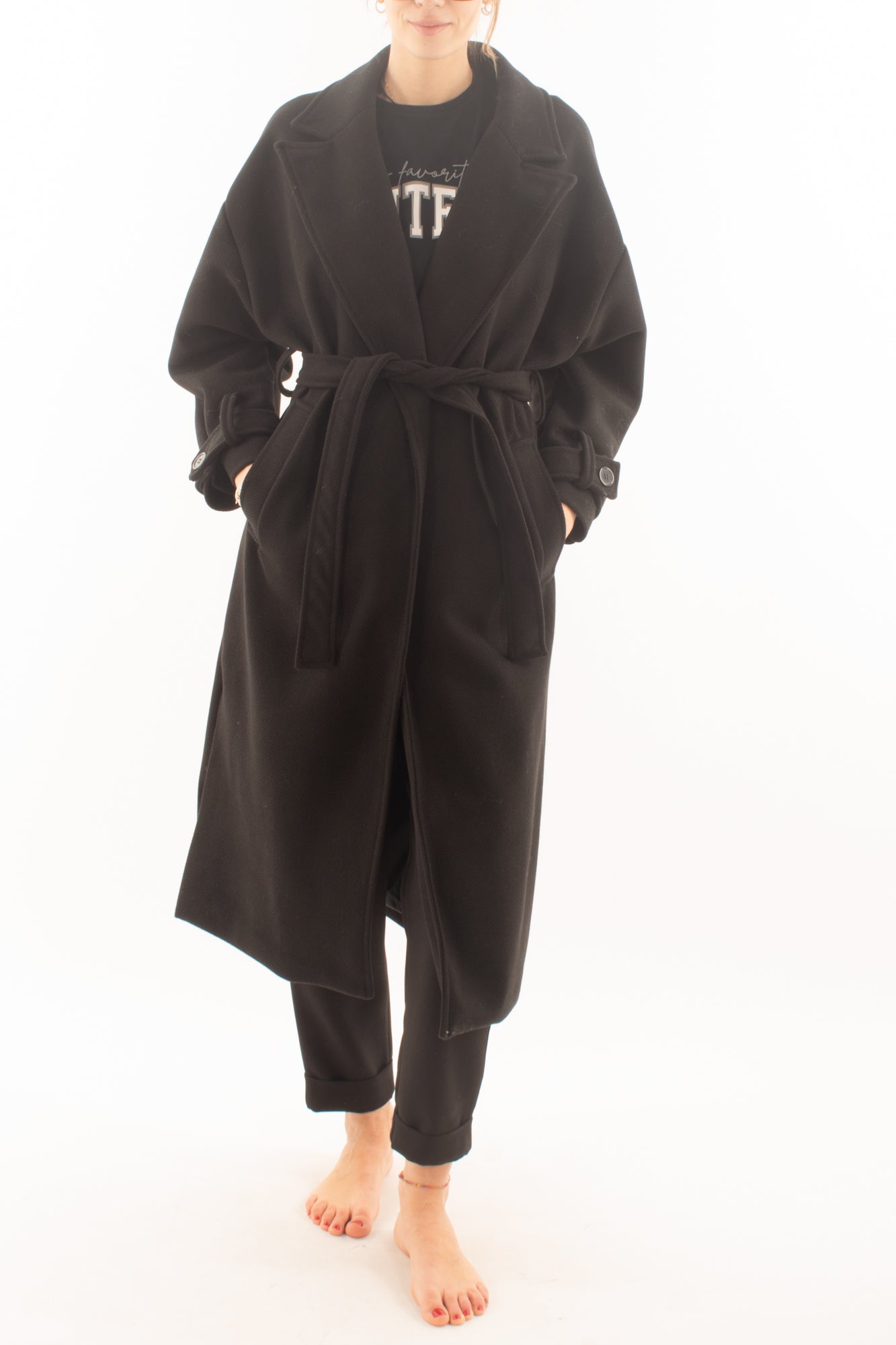 Cappotto lungo a vestaglia Miamata Nero