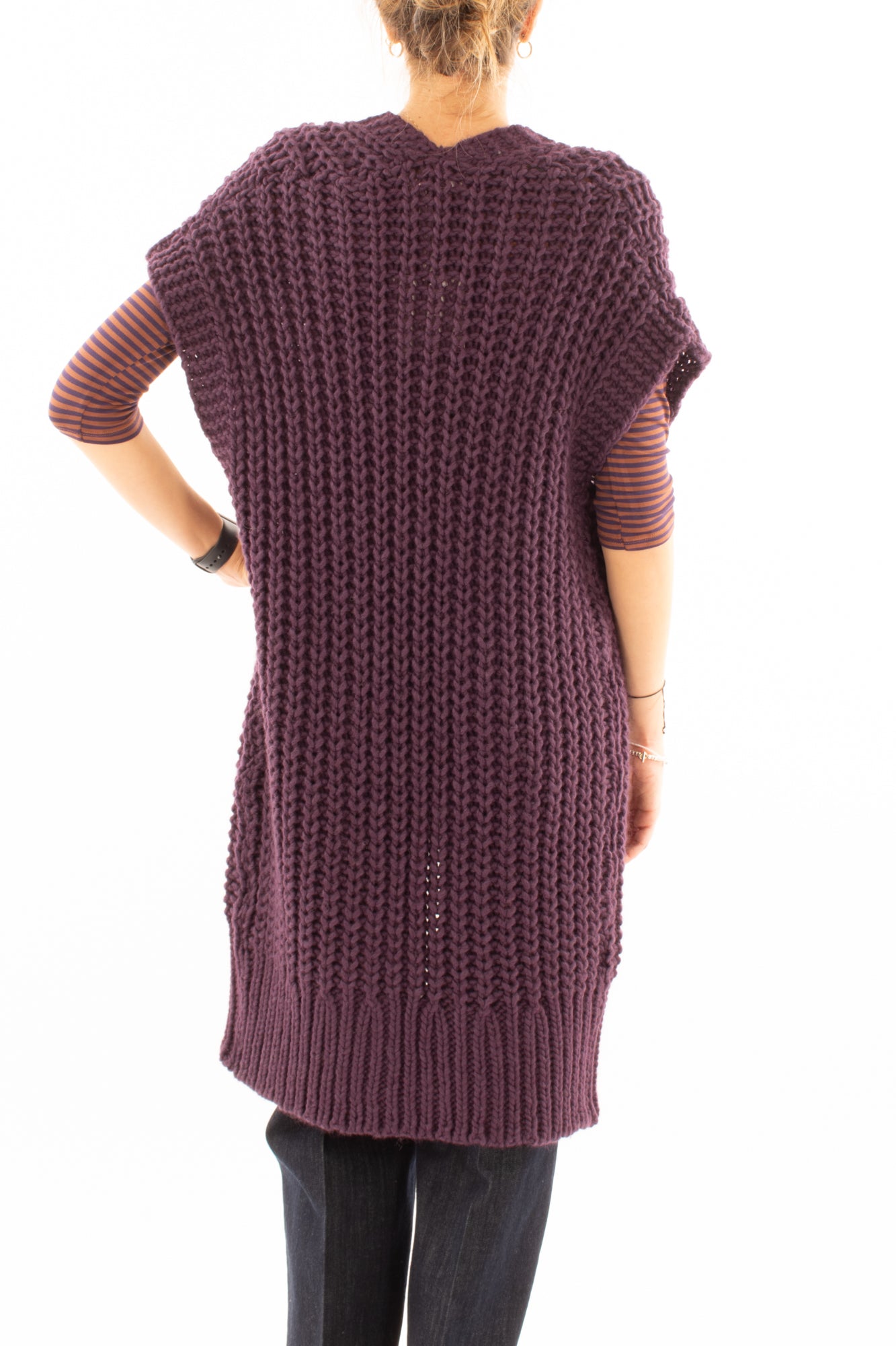 Cardigan lungo aperto Miamata - Viola