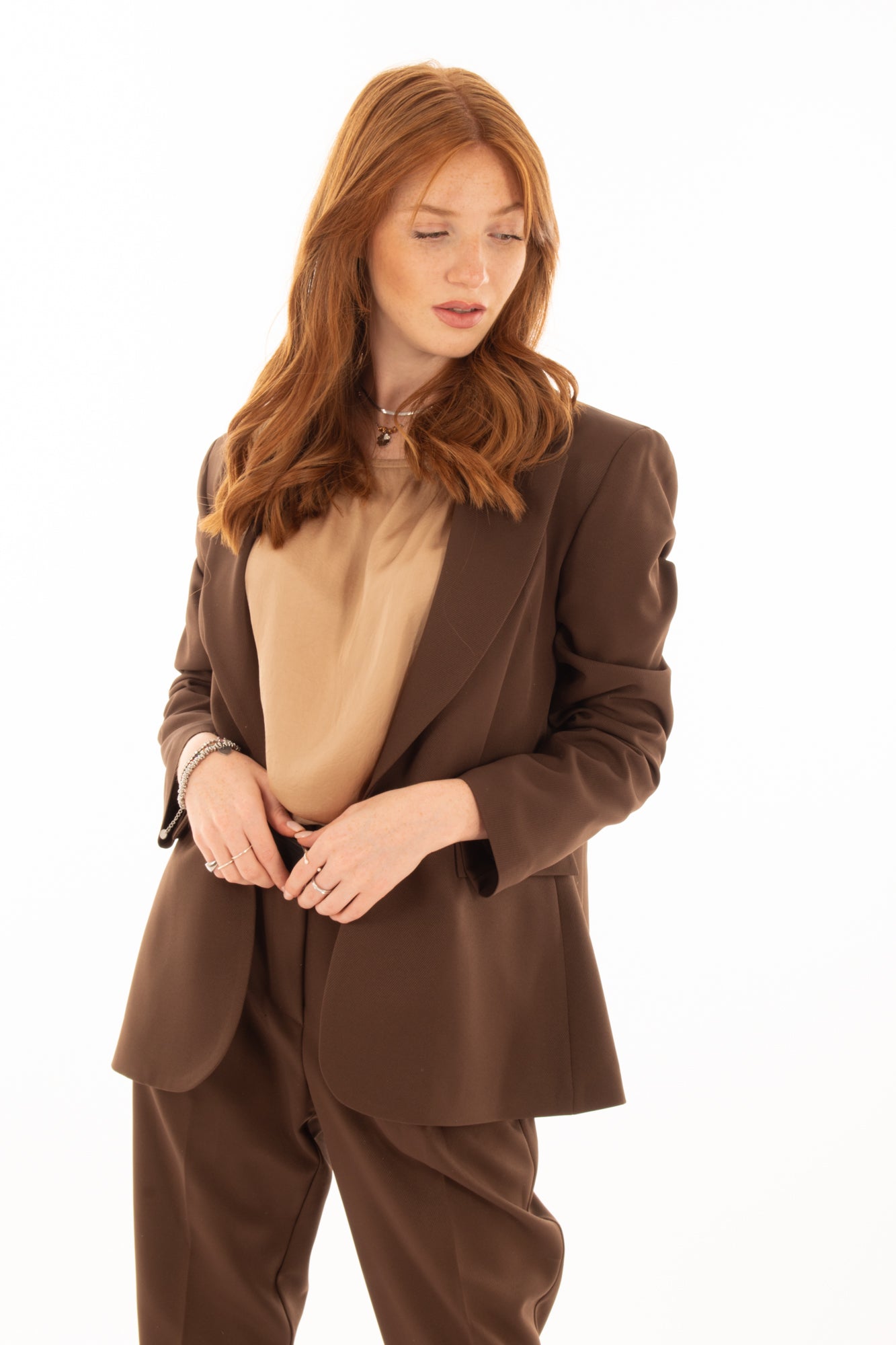 Blusa mezza manica corta in viscosa Miamata - Cammello