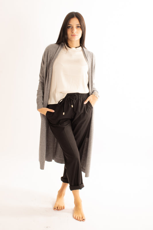 Cardigan lungo aperto Miamata - Grigio