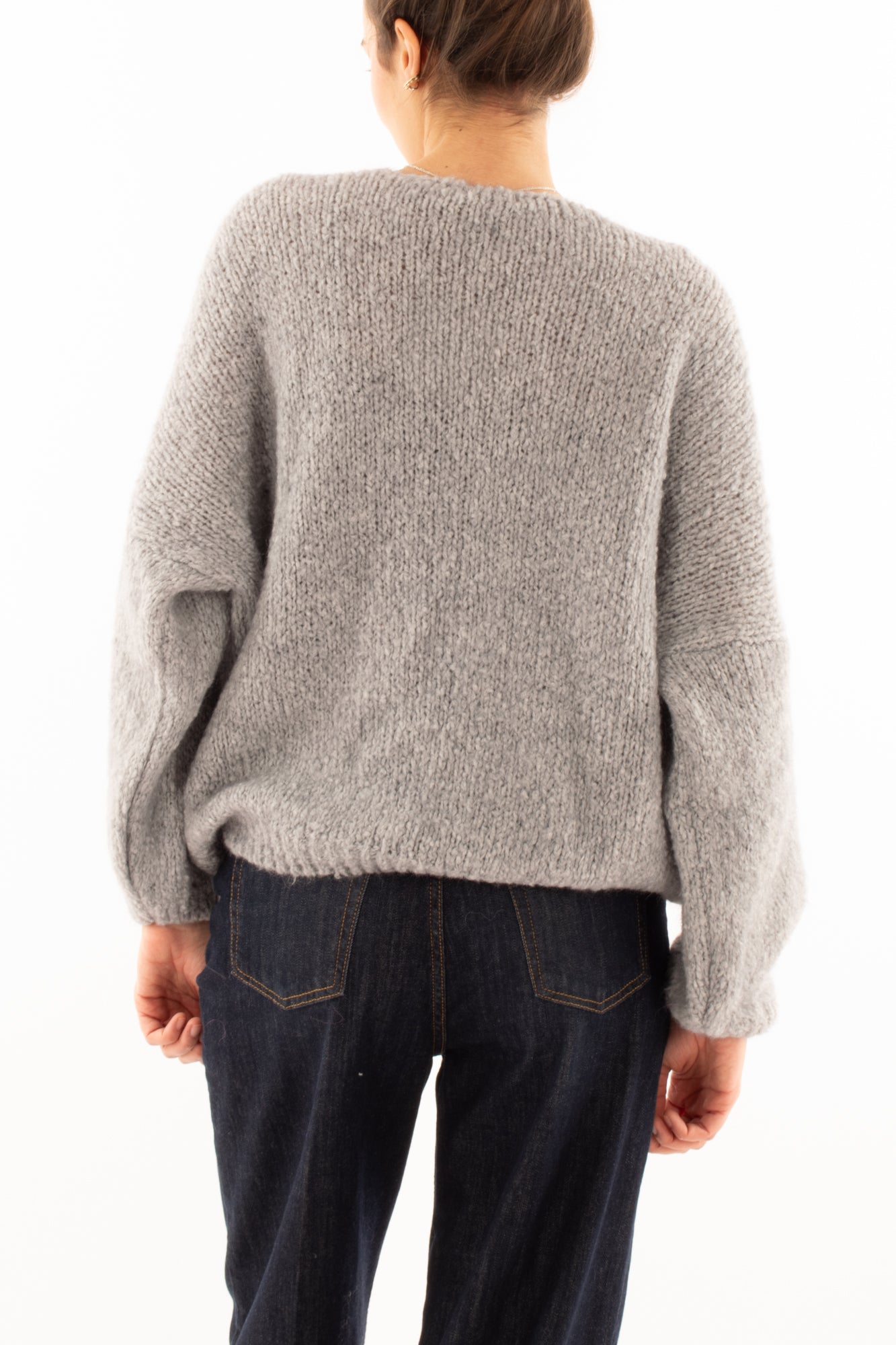 Maglione a v misto mohair Miamata - Grigio