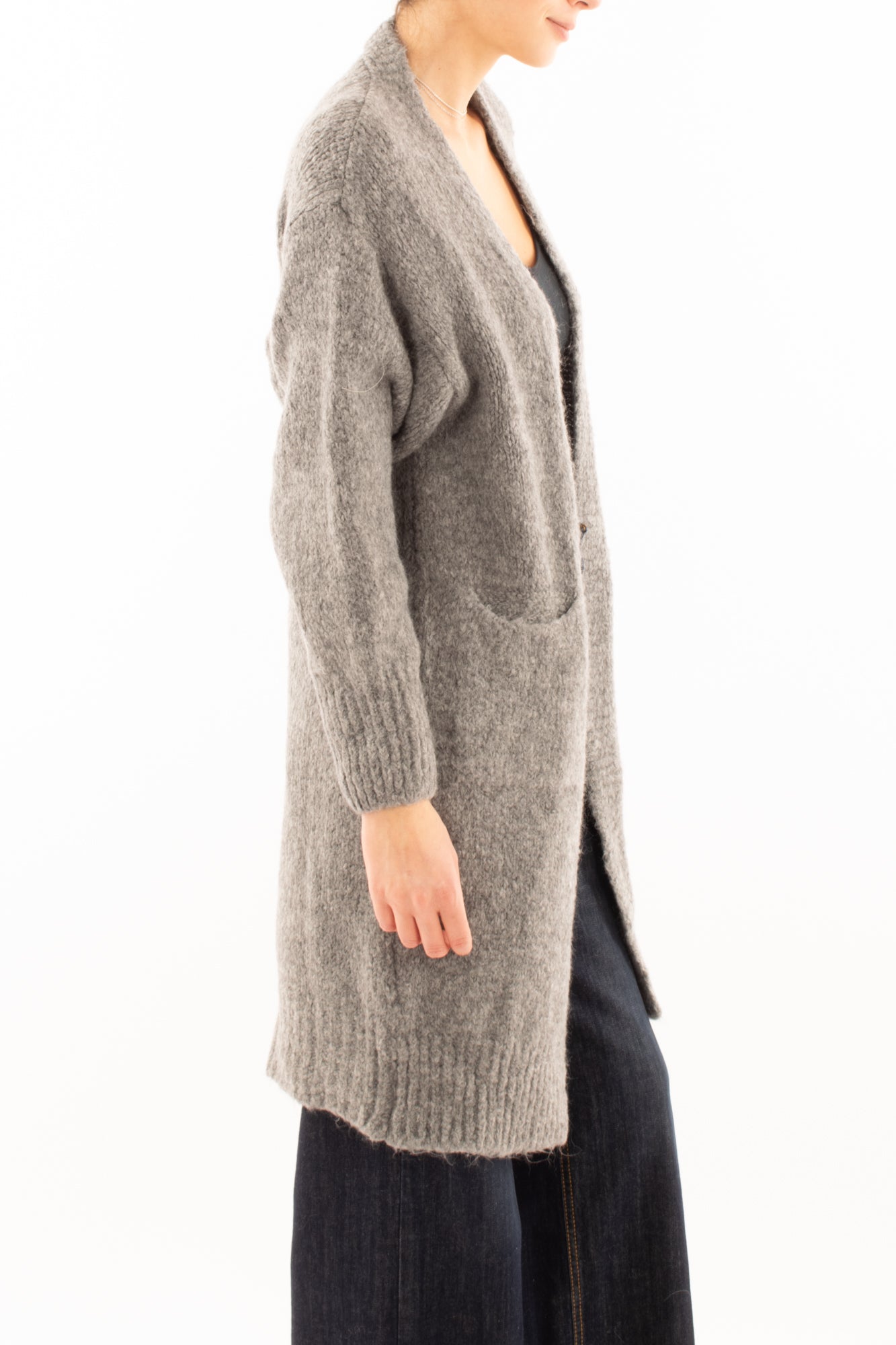 Crdigan lungo misto mohair Miamata - Grigio