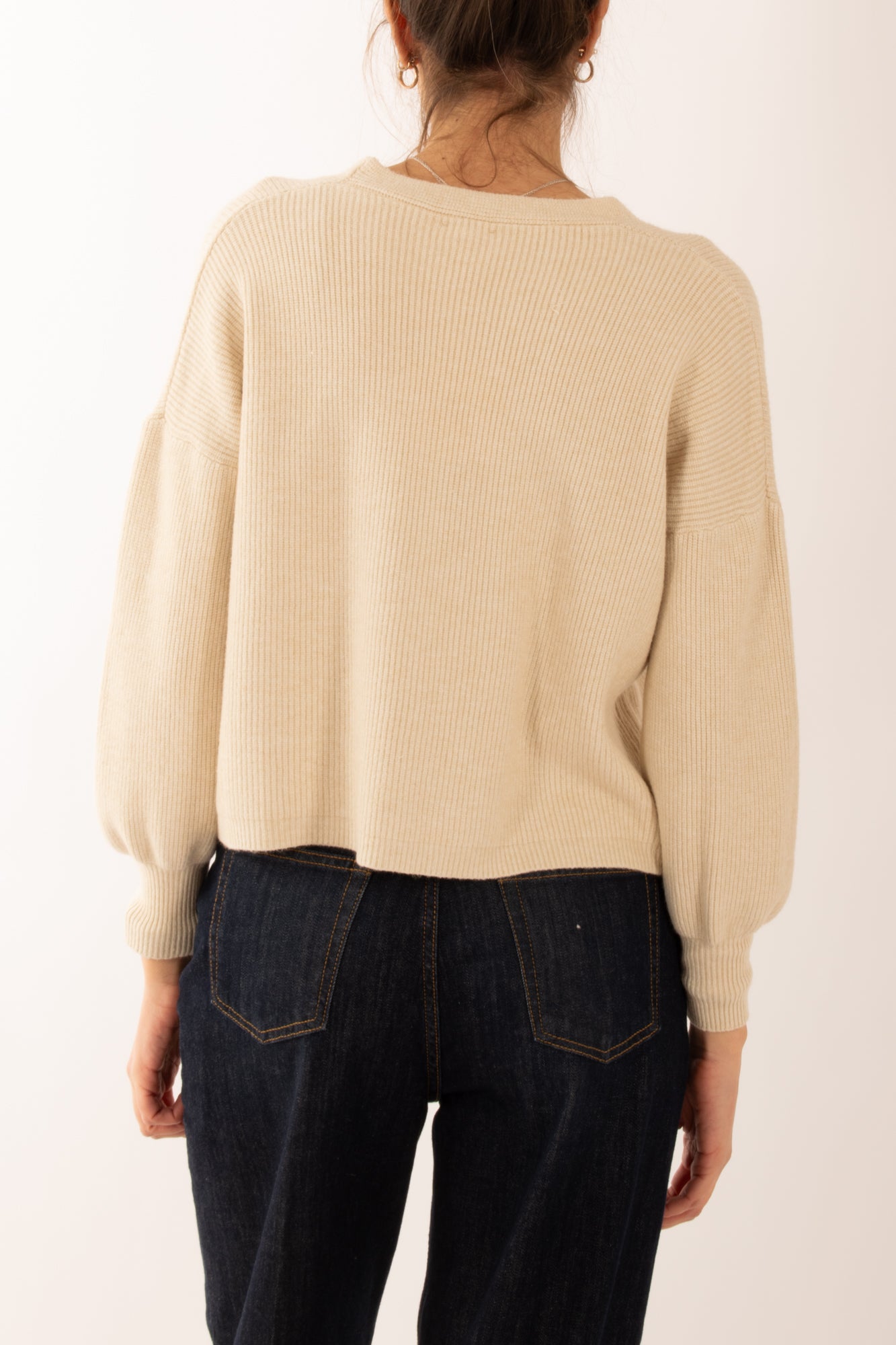 Cardigan bottone gioiello Miamata - Beige