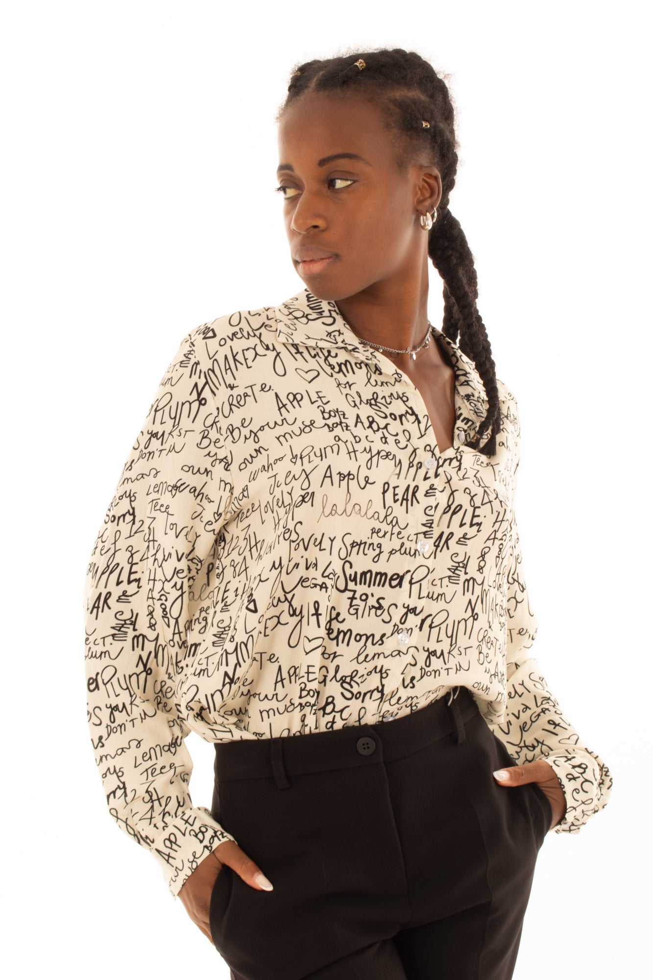 Camicia con scritte in Viscosa Miamata - Nero