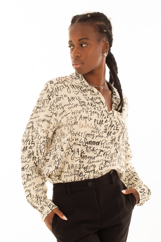 Camicia con scritte in Viscosa Miamata - Nero