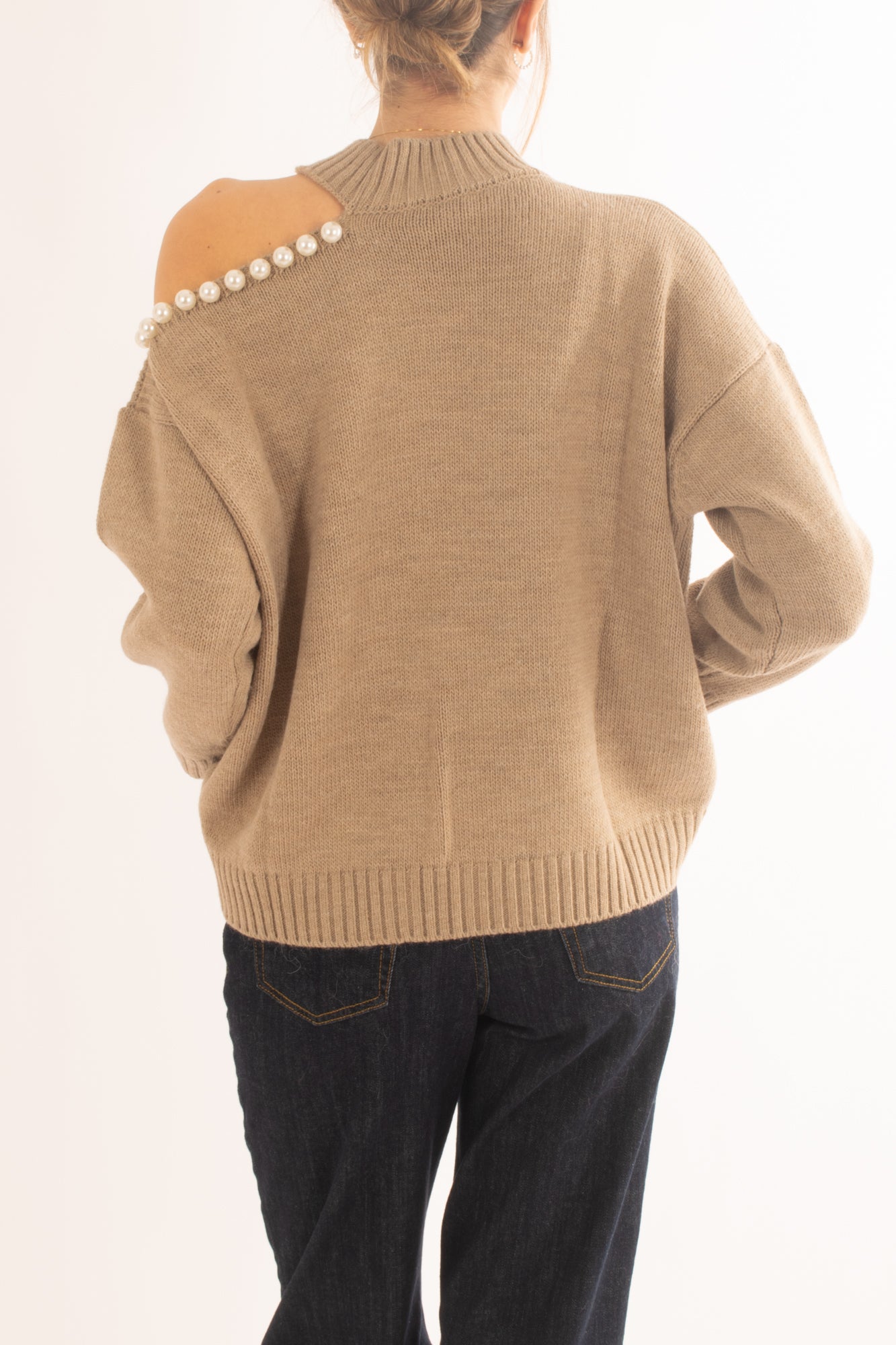 Maglione misto lana con perle da Donna Motel - Mastice