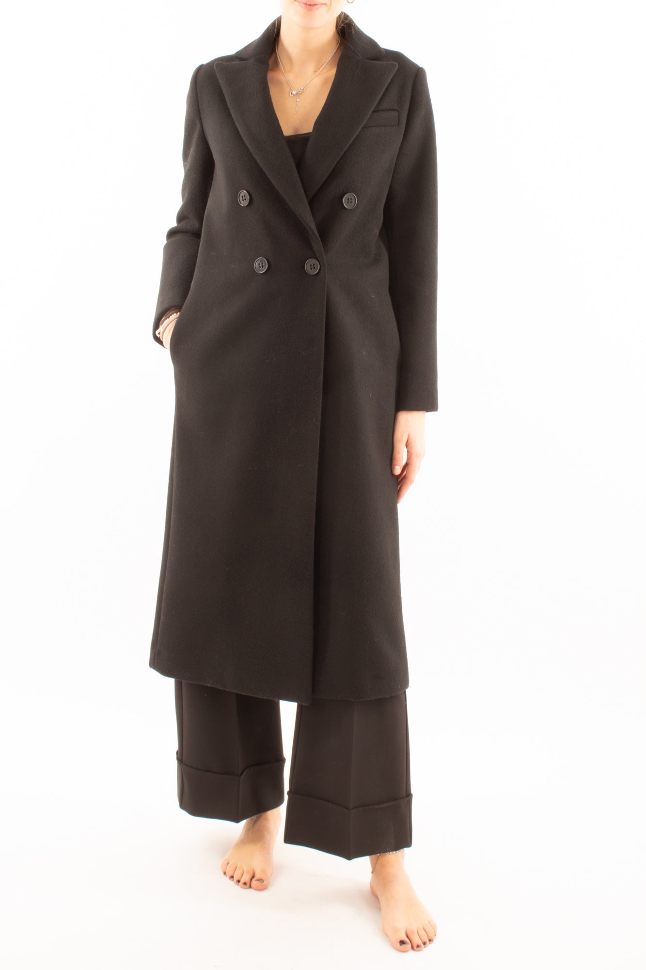 Cappotto doppi petto lungo Motel - Nero