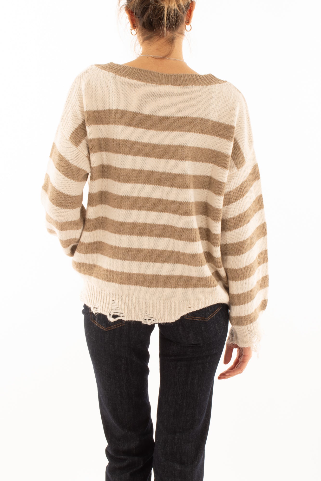 Maglione rigato con oro misto alpaca Motel - Ecru