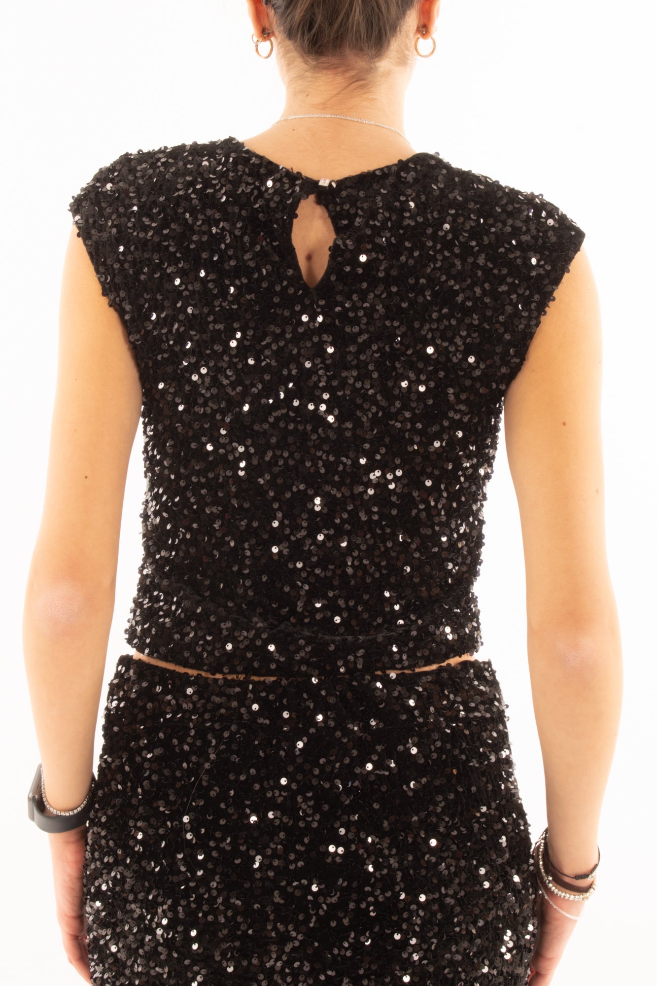 Maglia smanica di paillettes Motel - Nero