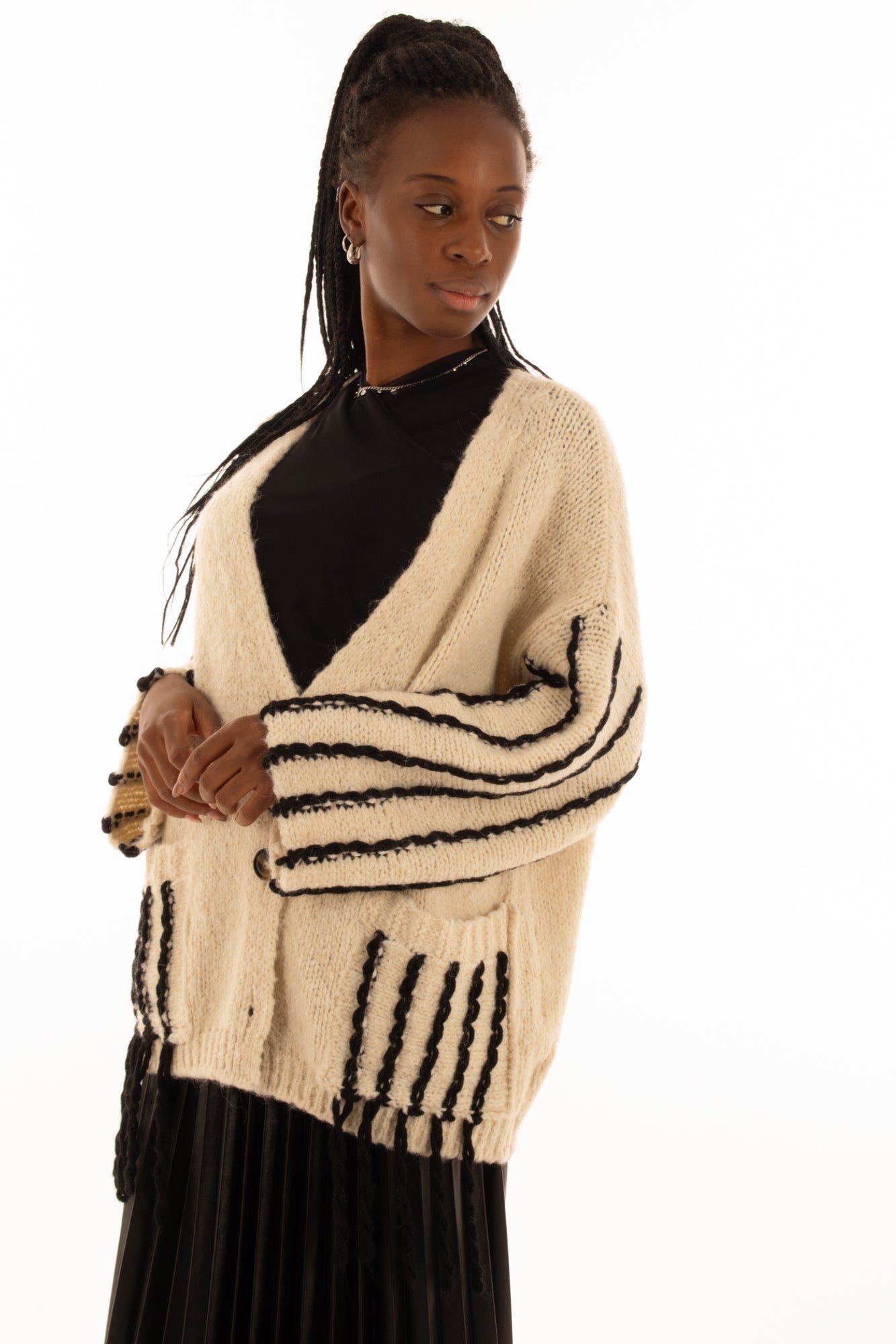 Crdigan con fili di lana Susy mix - Mastice