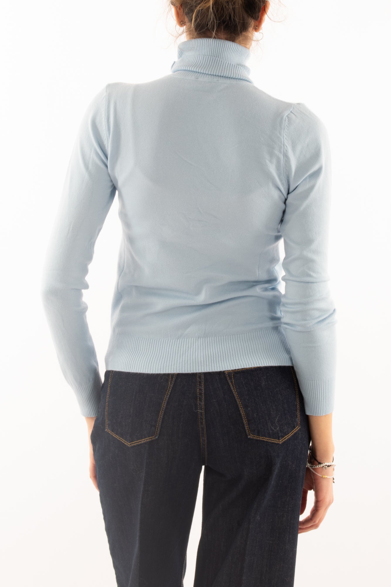 Maglione dolcevita Susy mix - Celeste