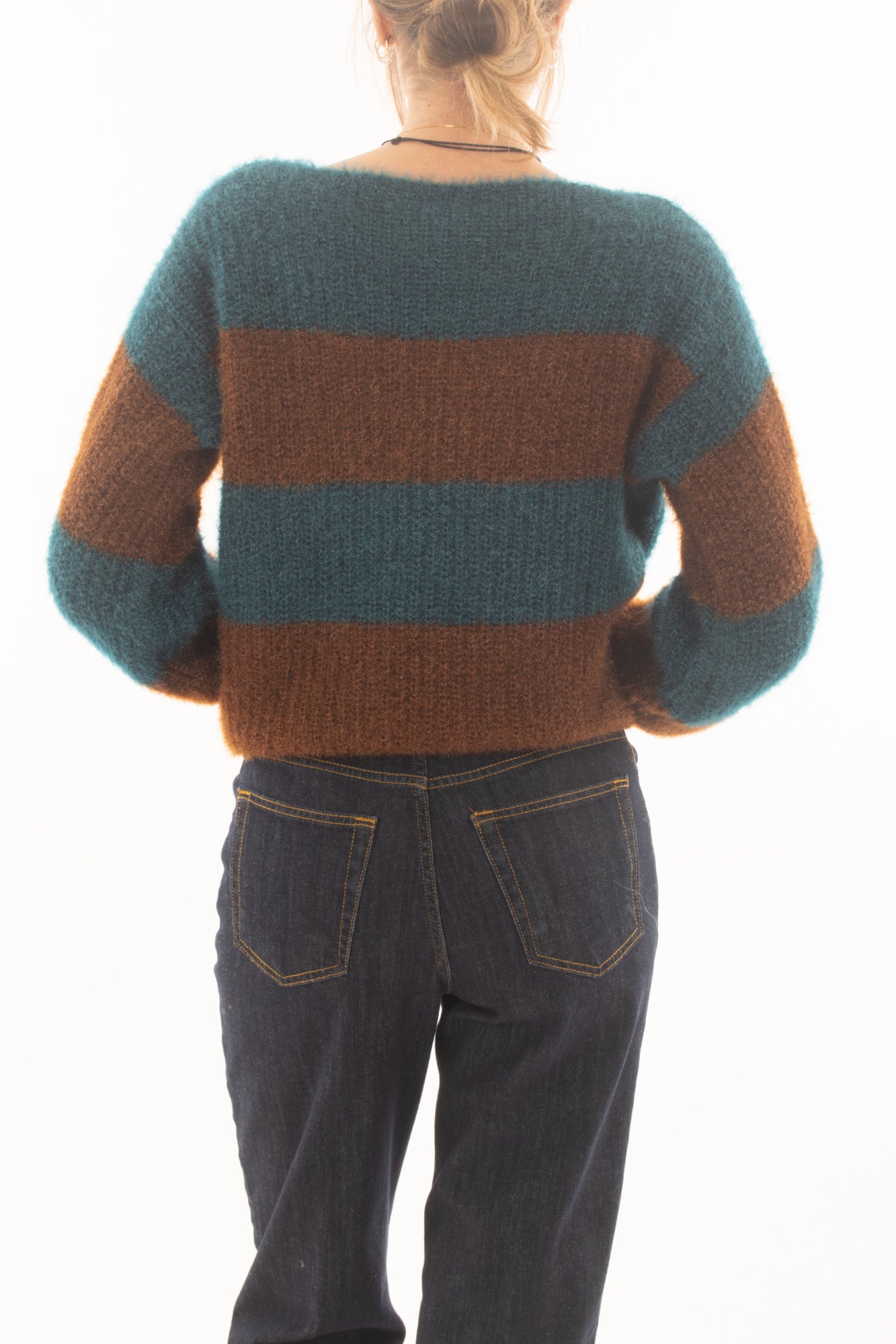 Maglione rigato da Donna Susy mix - Petrolio