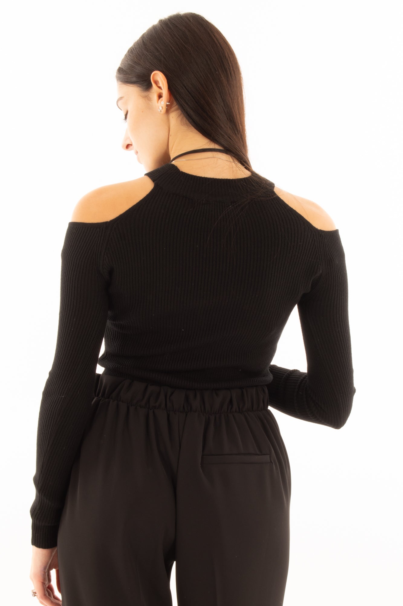 Maglia con buchi Susy mix - Nero