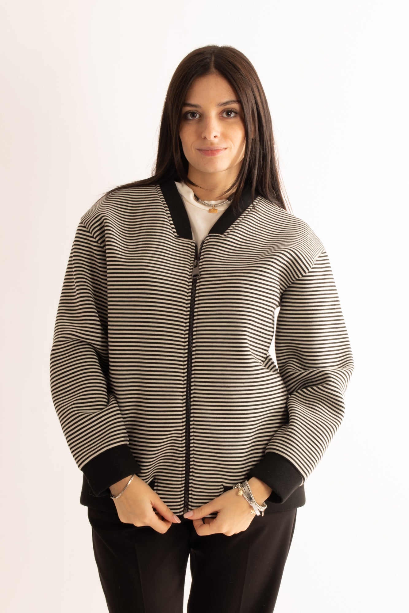 Bomberino mille righe Susy mix - Nero