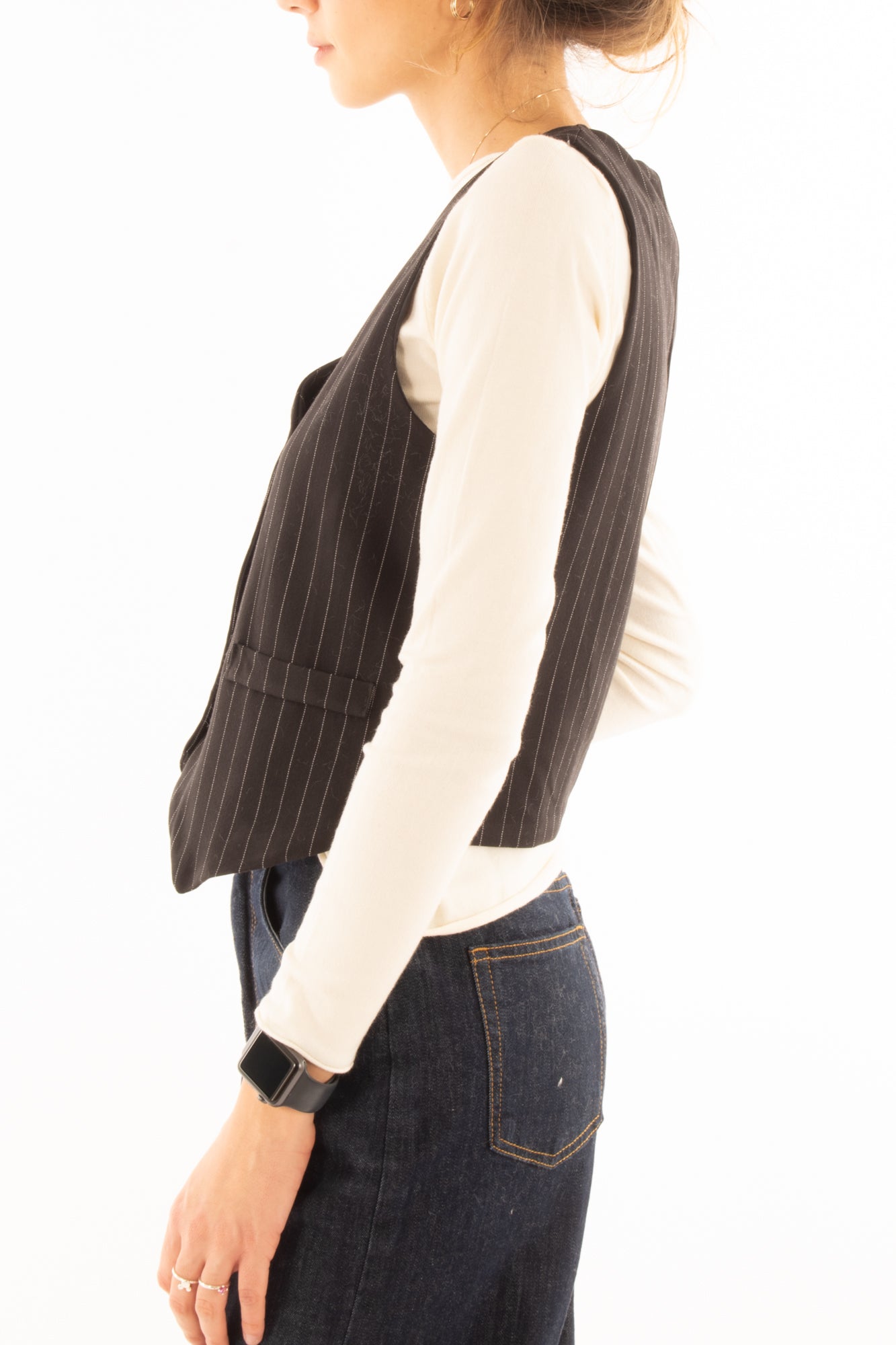 Gilet gessato Susy mix - Nero