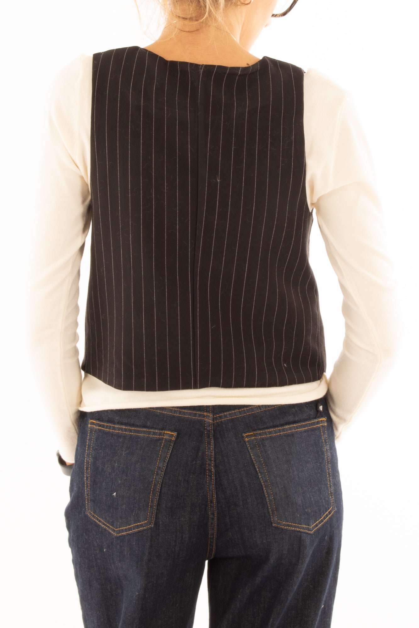 Gilet gessato Susy mix - Nero