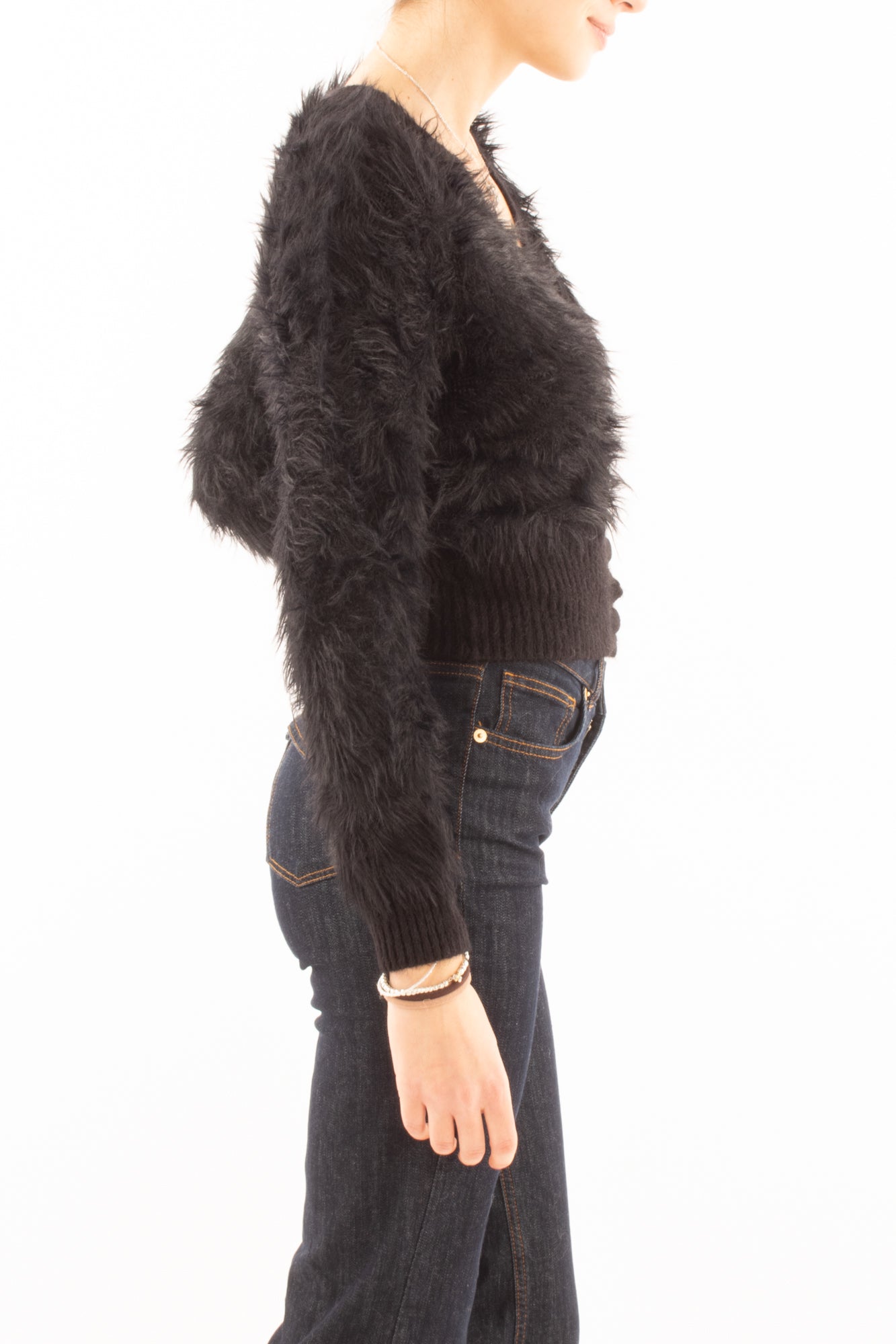 Cardigan peloso Susy mix - Nero