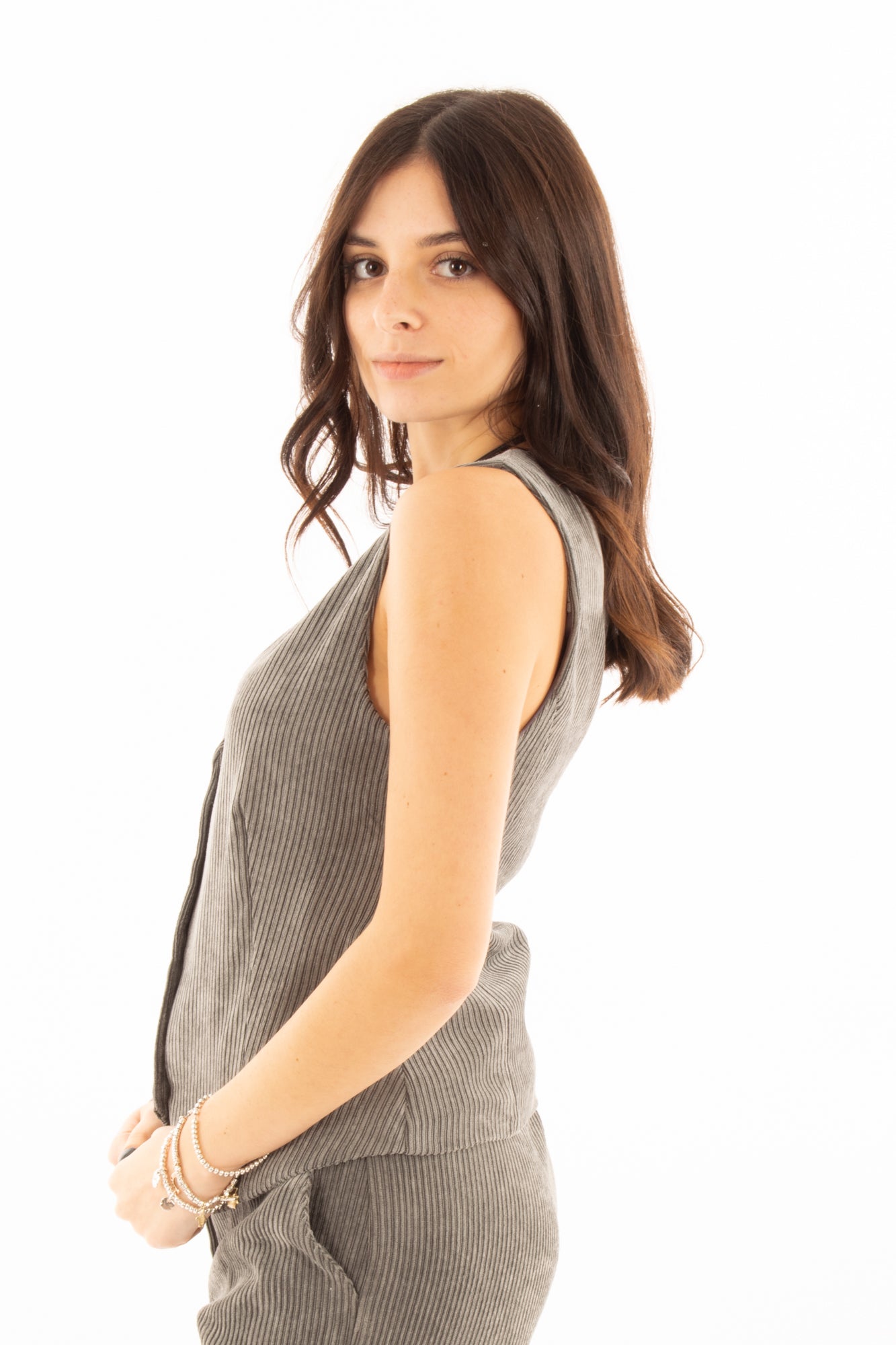 Gilet di velluto rocciatore Susy mix - Grigio