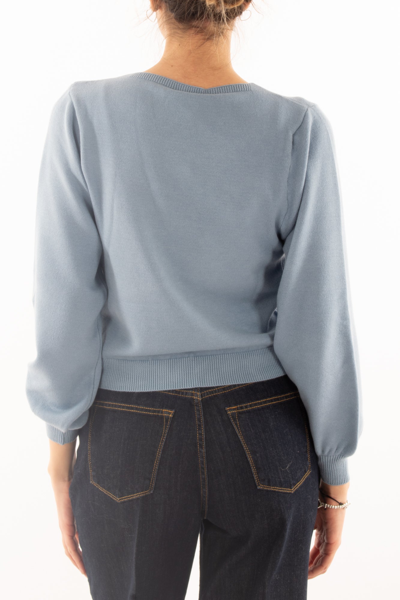 Maglione con manica a palloncino Susy mix - Celeste