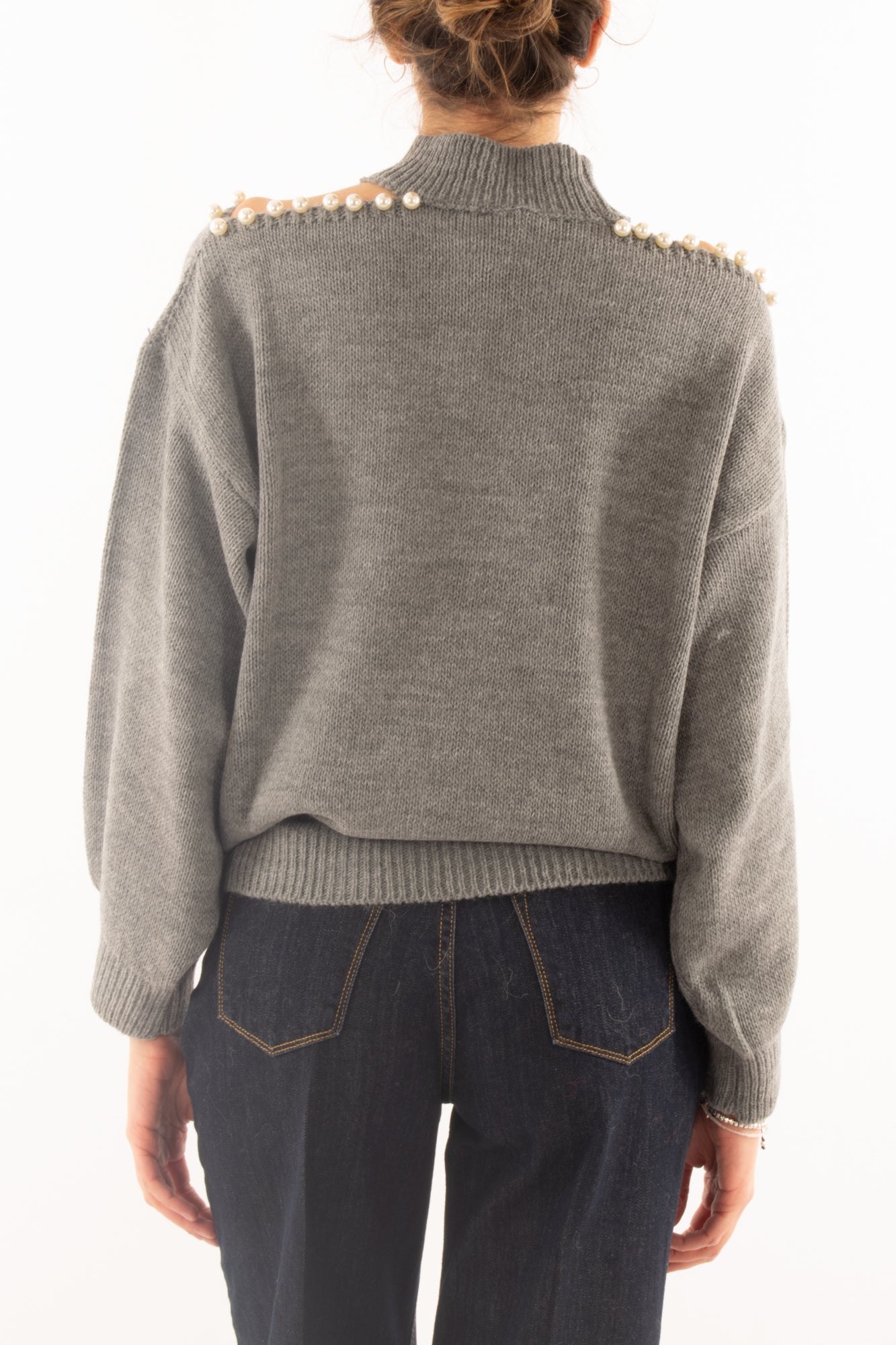 Maglione con perle Susy mix - Grigio