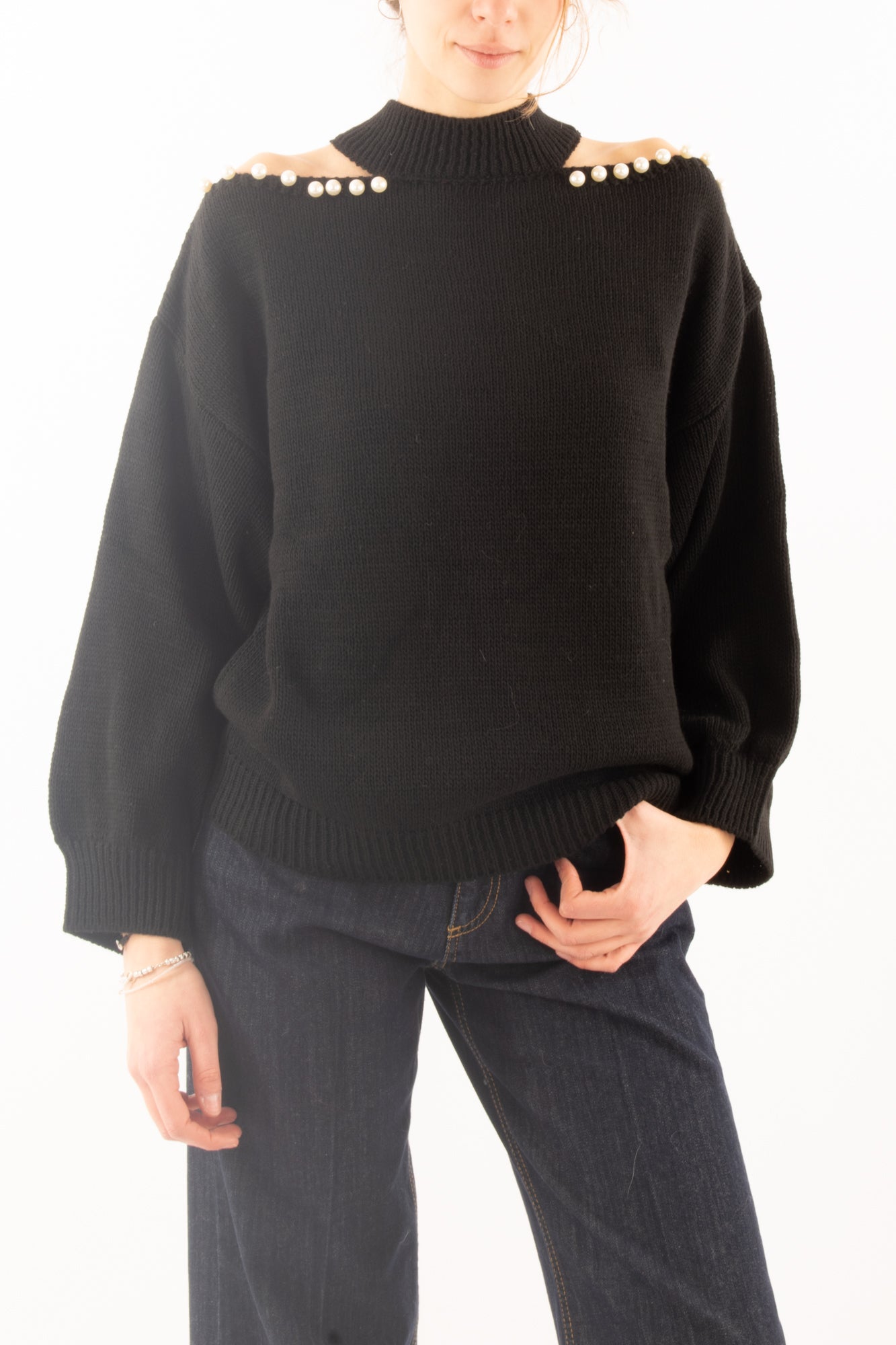 Maglione con perle Susy mix - Nero