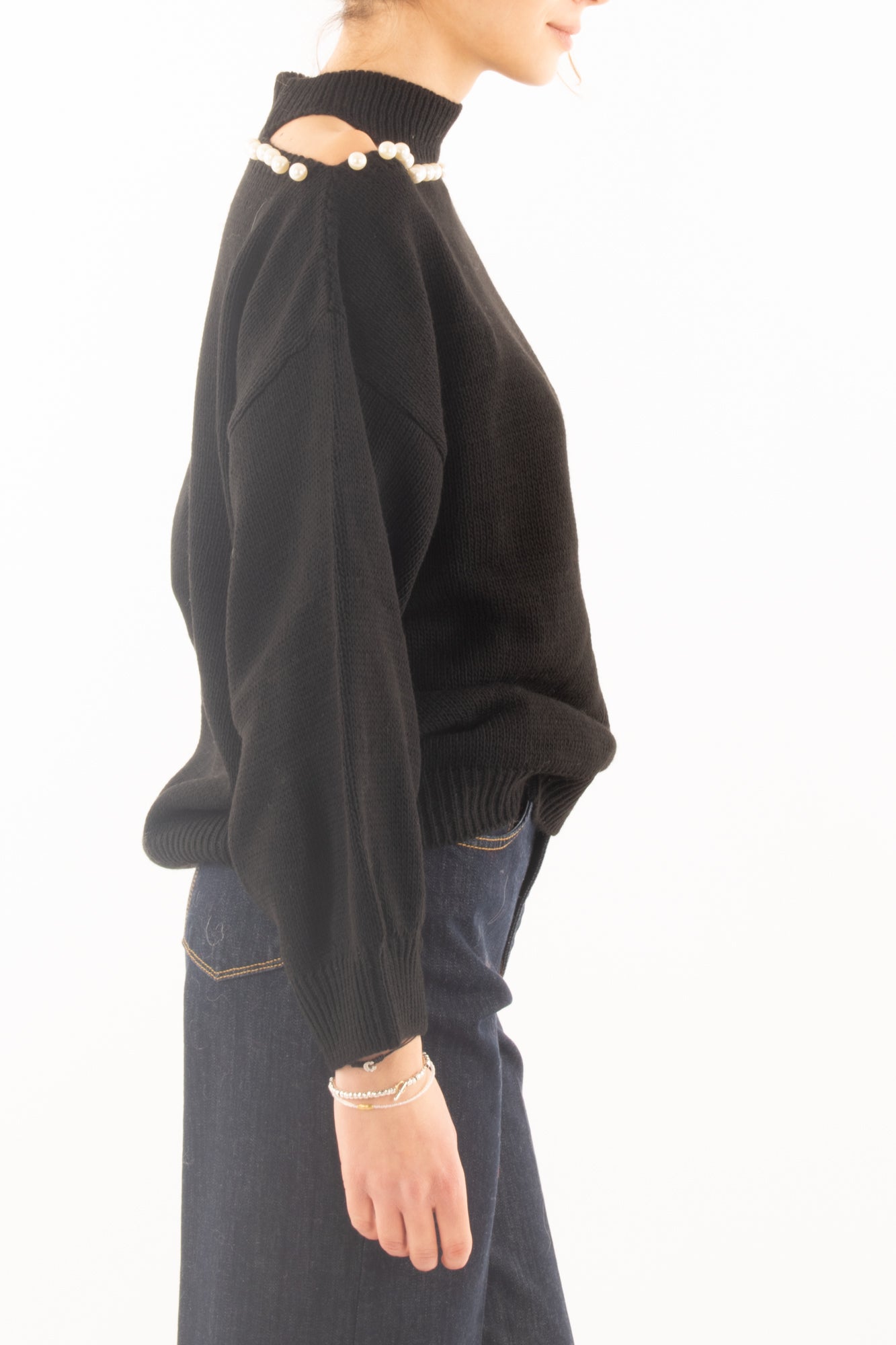 Maglione con perle Susy mix - Nero