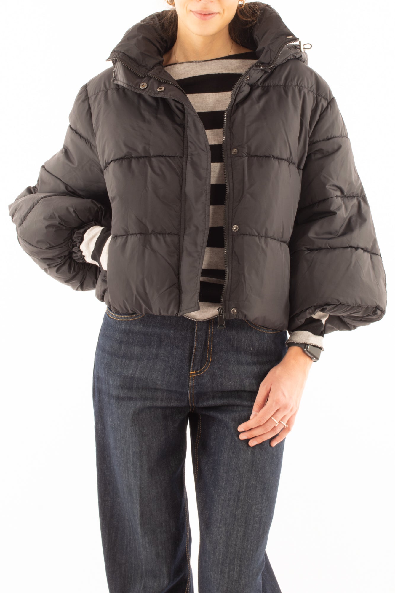 Piumino corto Susy mix - Nero