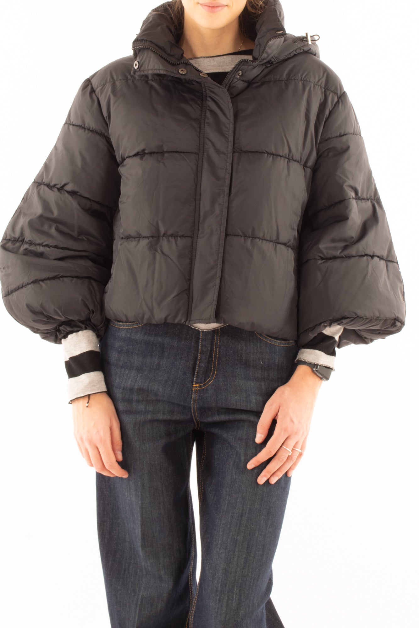 Piumino corto Susy mix - Nero