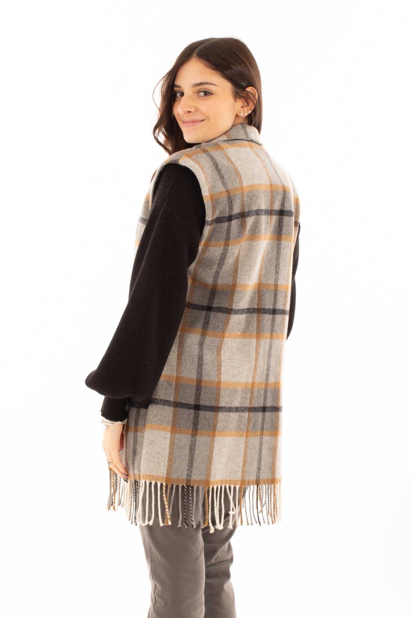 Gilet scozzese Susy mix - Grigio