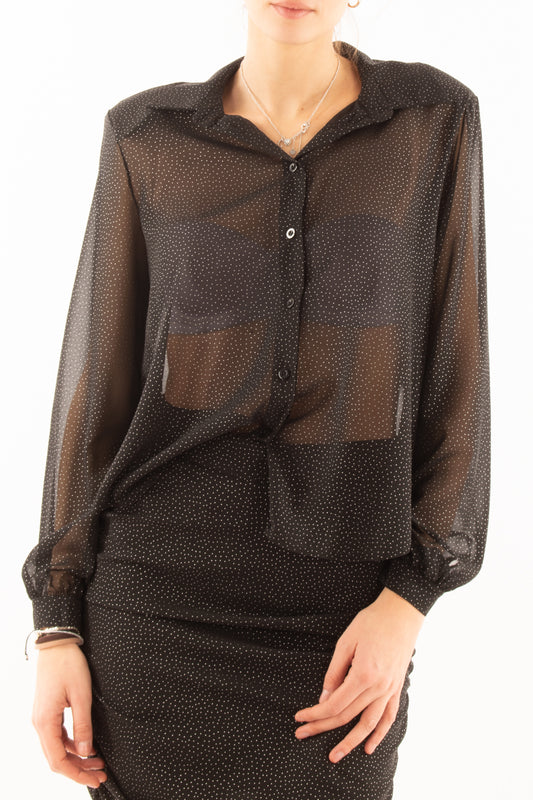 Camicia con micro pois Susy mix - Nero