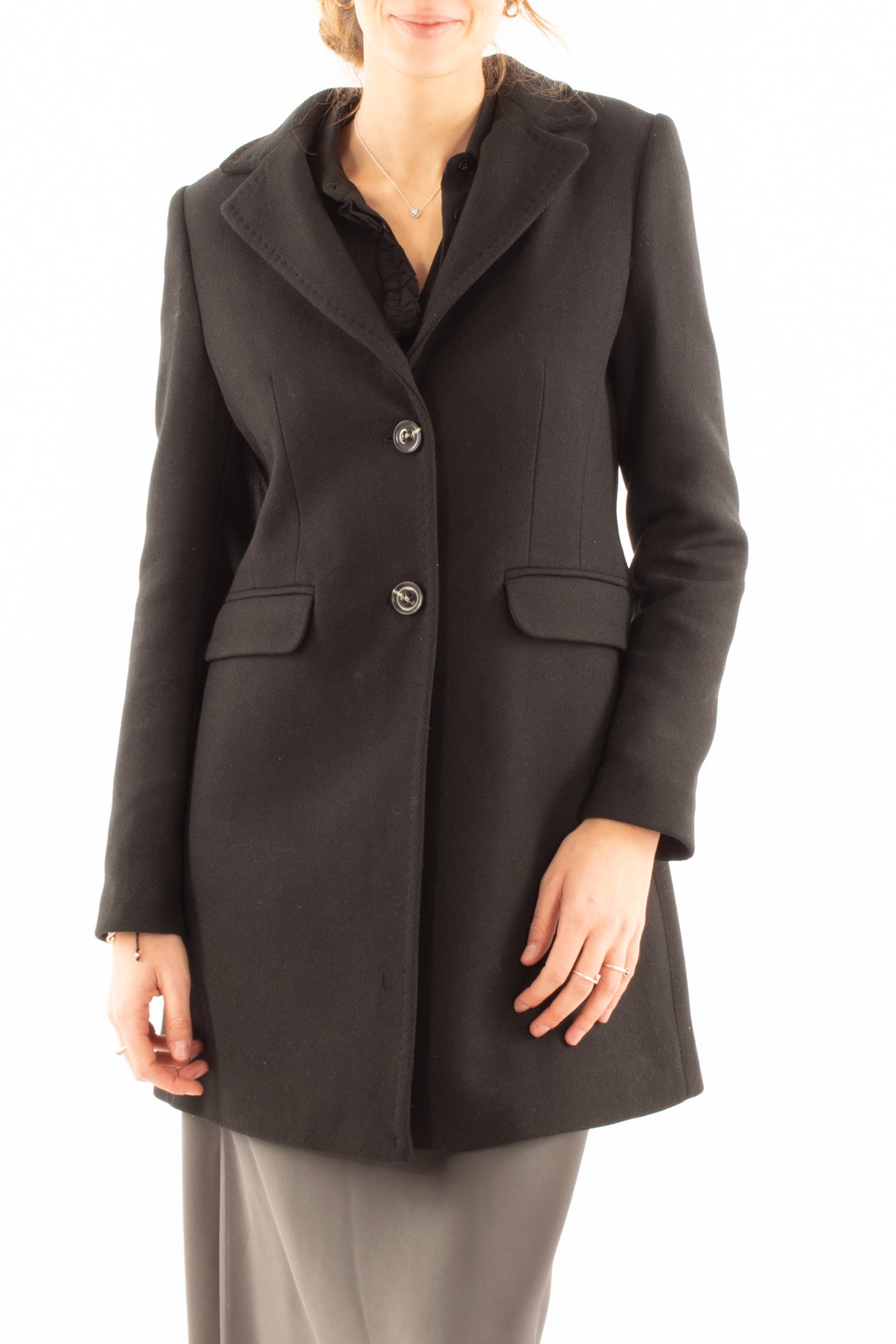 Cappotto monopetto Susy mix - Nero