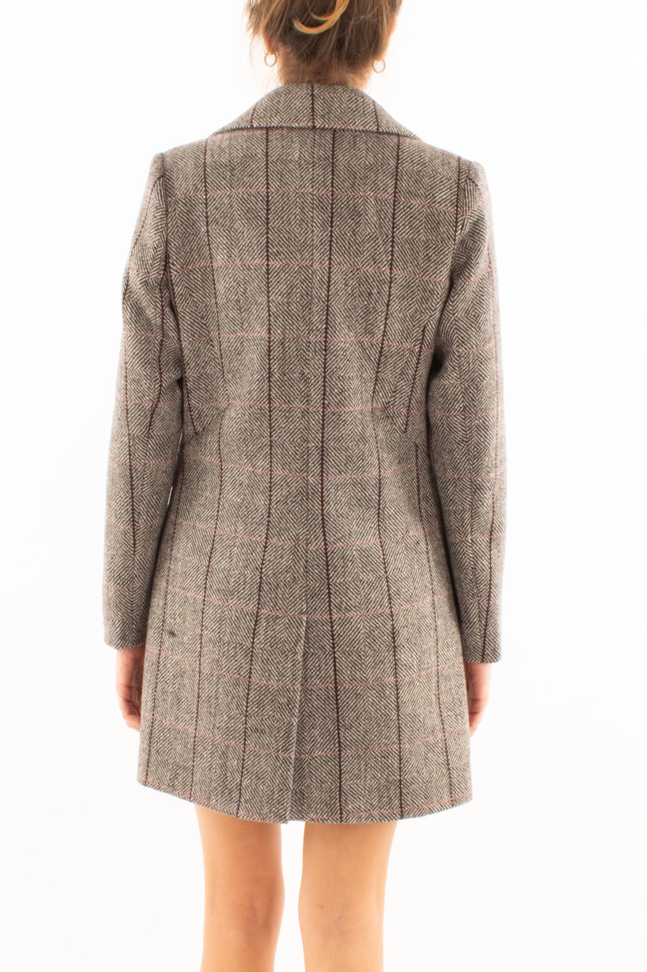 Cappotto a quadri con spille Susy mix - Panna